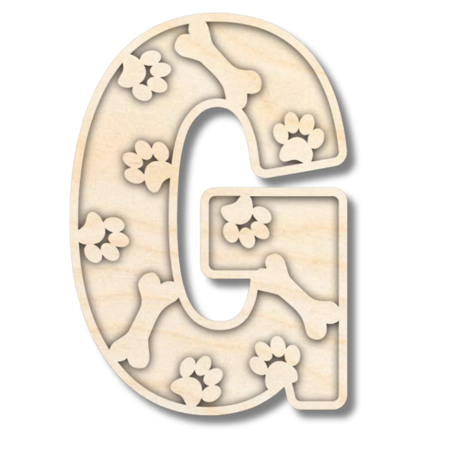 Unfinished Wood Layered Themed Letters | Paw Print | A-Z | 2 Piece | up to 24" - Image 10