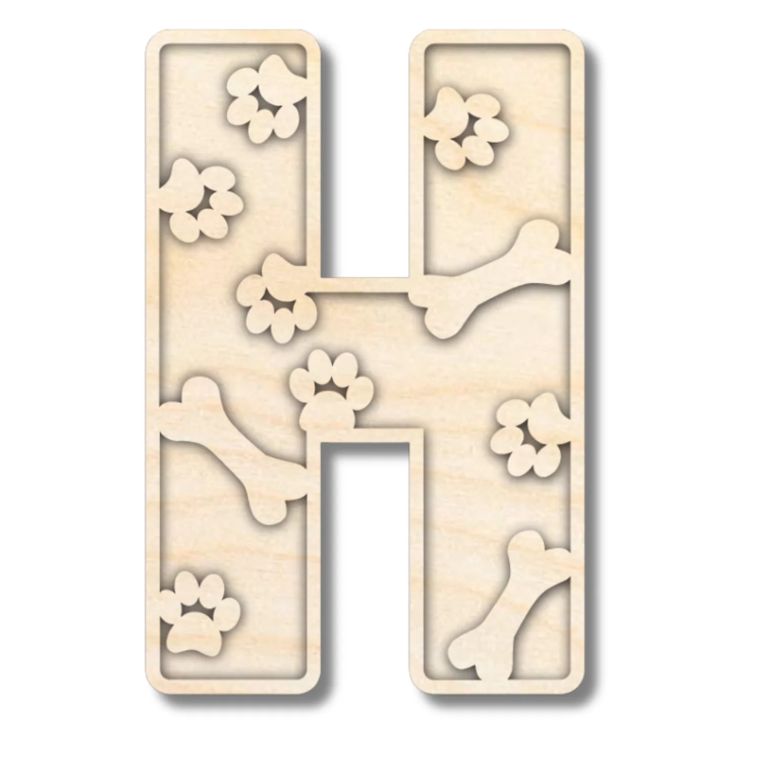 Unfinished Wood Layered Themed Letters | Paw Print | A-Z | 2 Piece | up to 24" - Image 11