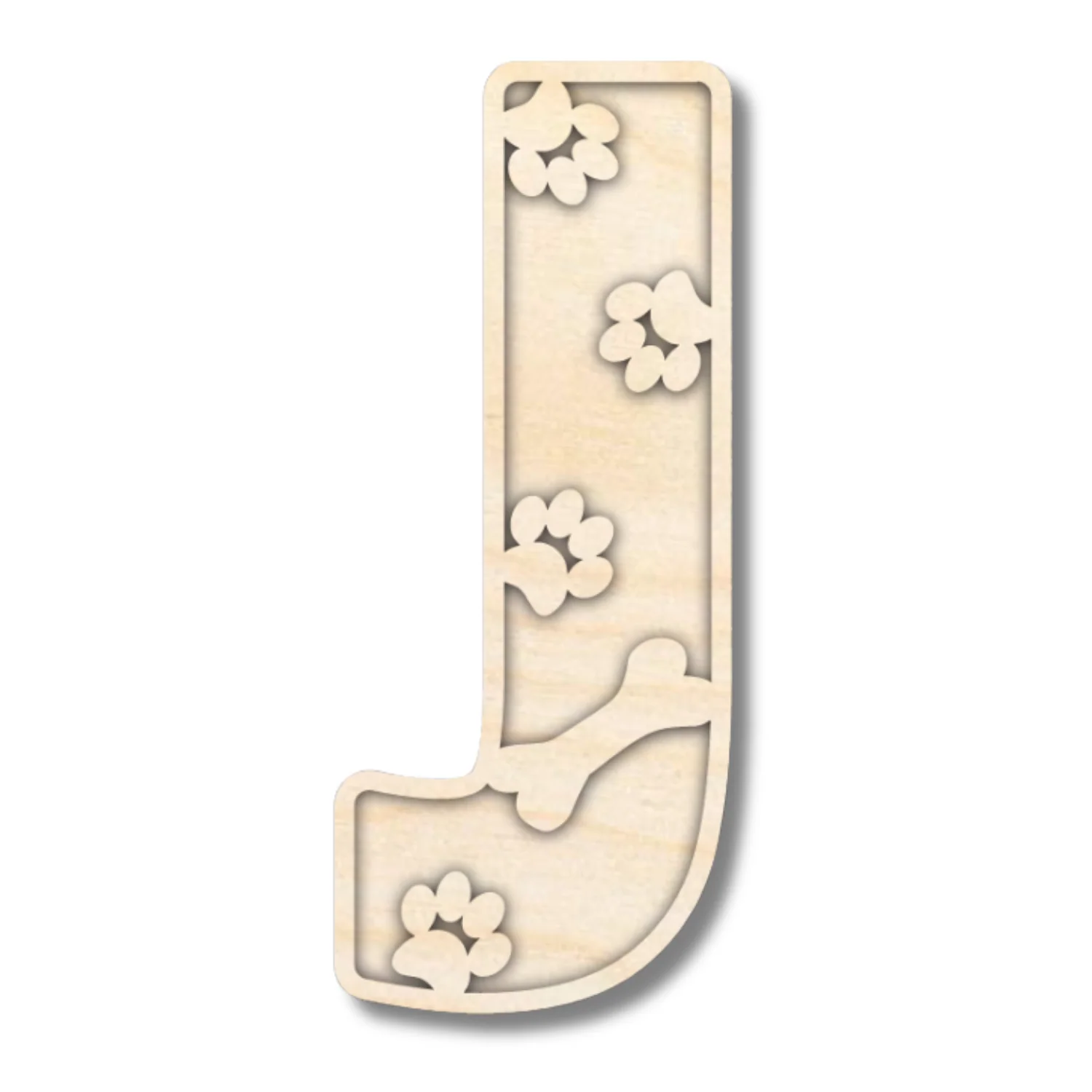 Unfinished Wood Layered Themed Letters | Paw Print | A-Z | 2 Piece | up to 24" - Image 13