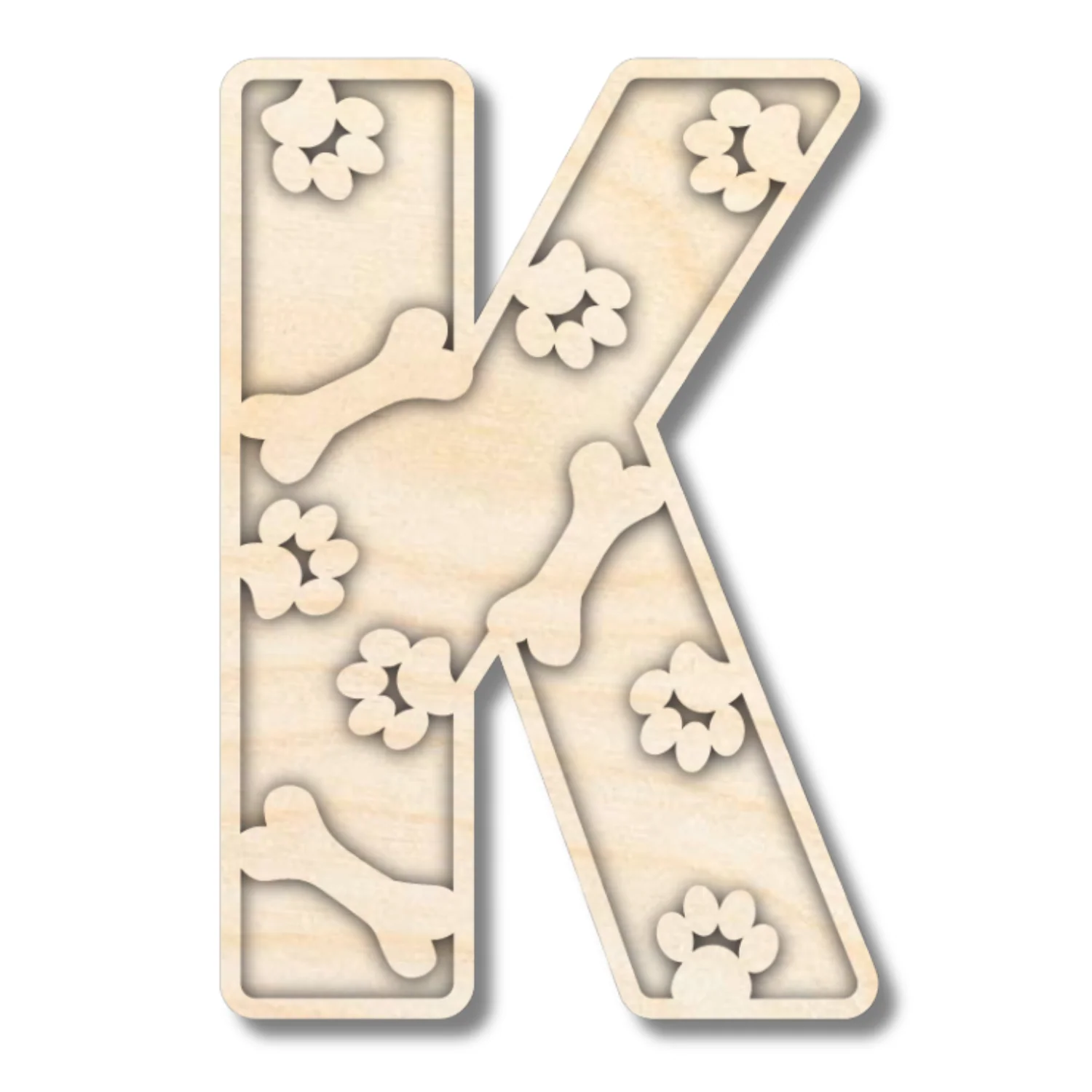 Unfinished Wood Layered Themed Letters | Paw Print | A-Z | 2 Piece | up to 24" - Image 14