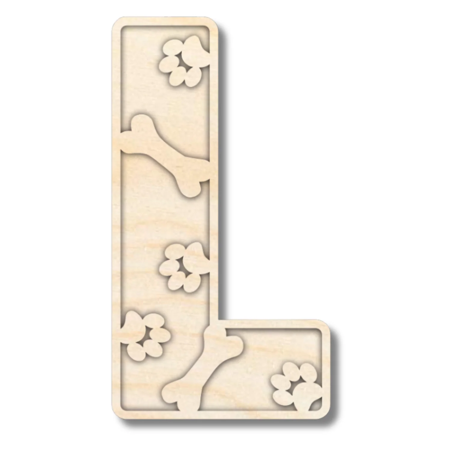 Unfinished Wood Layered Themed Letters | Paw Print | A-Z | 2 Piece | up to 24" - Image 15