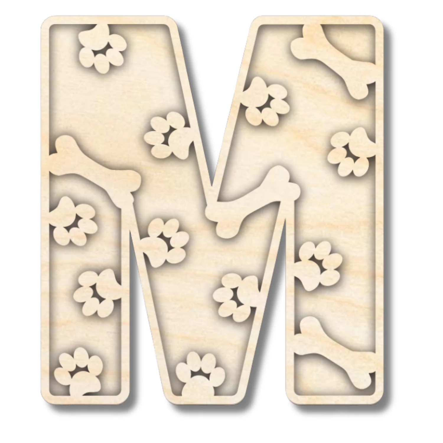 Unfinished Wood Layered Themed Letters | Paw Print | A-Z | 2 Piece | up to 24" - Image 16