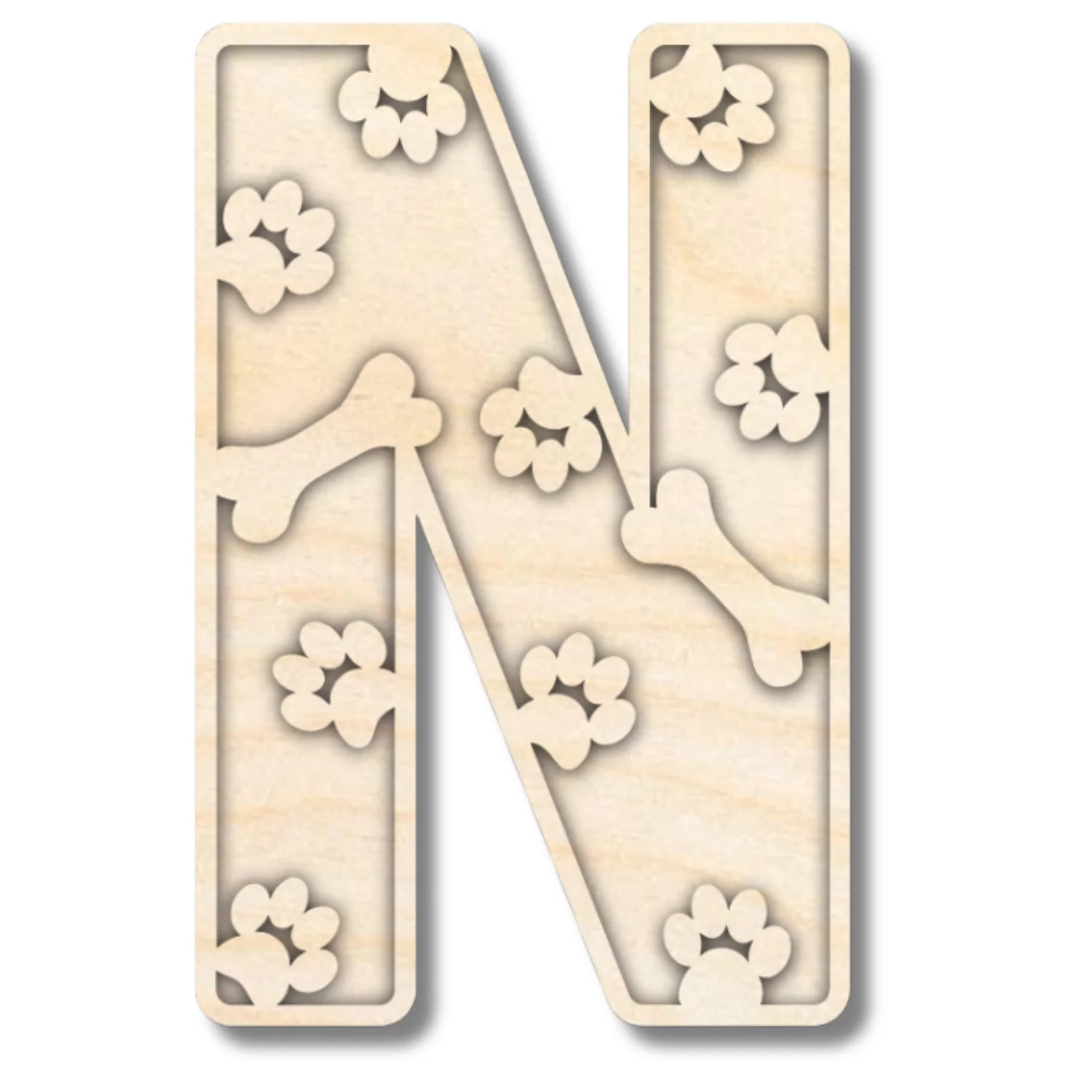 Unfinished Wood Layered Themed Letters | Paw Print | A-Z | 2 Piece | up to 24" - Image 17