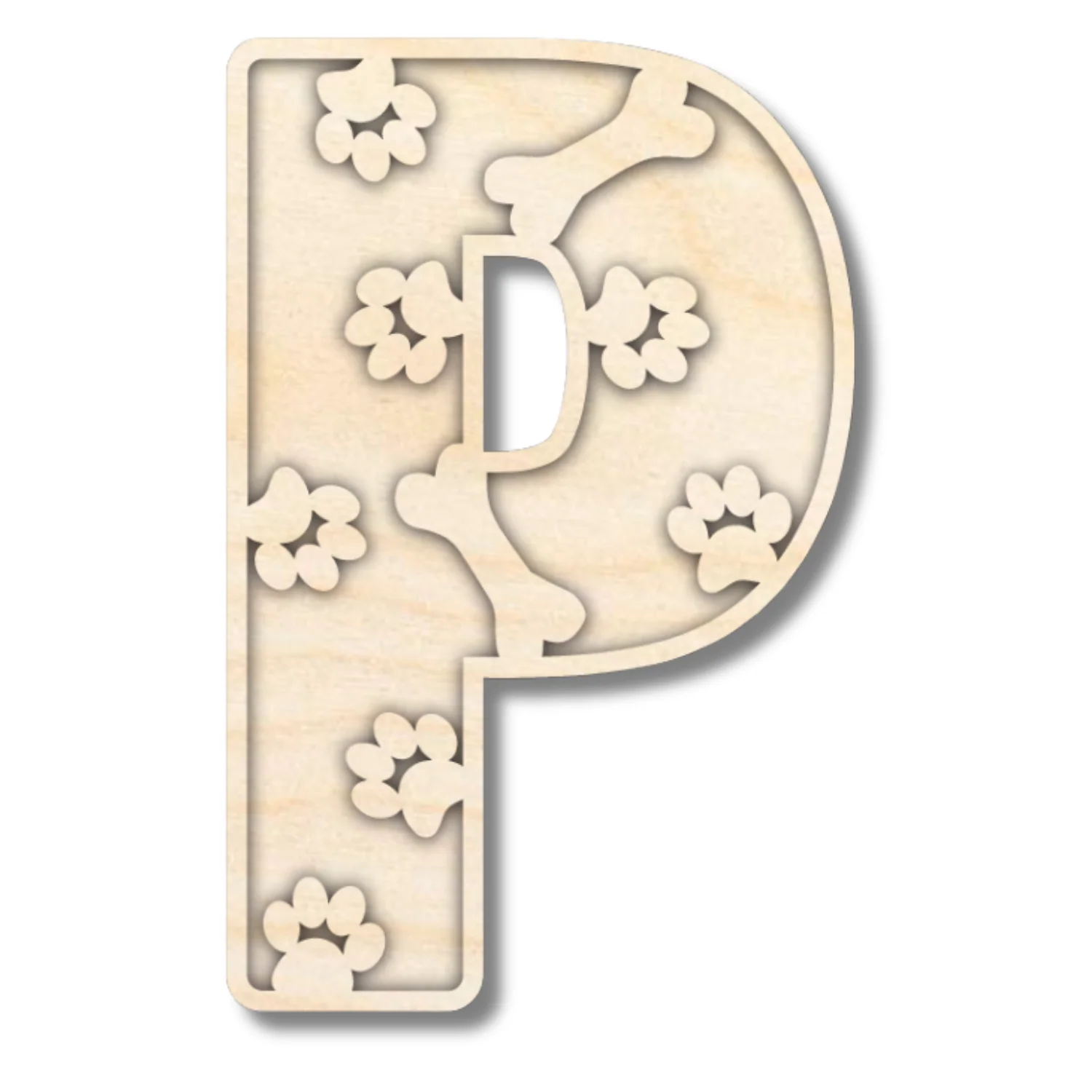 Unfinished Wood Layered Themed Letters | Paw Print | A-Z | 2 Piece | up to 24" - Image 19