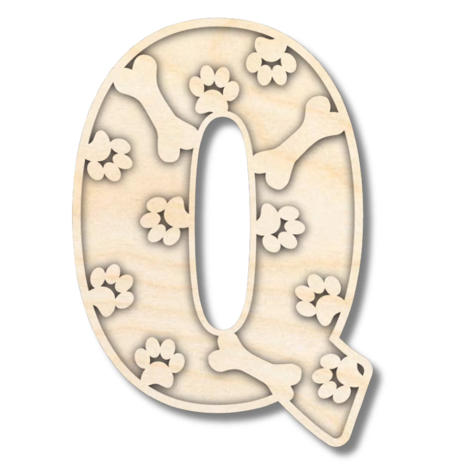 Unfinished Wood Layered Themed Letters | Paw Print | A-Z | 2 Piece | up to 24" - Image 20