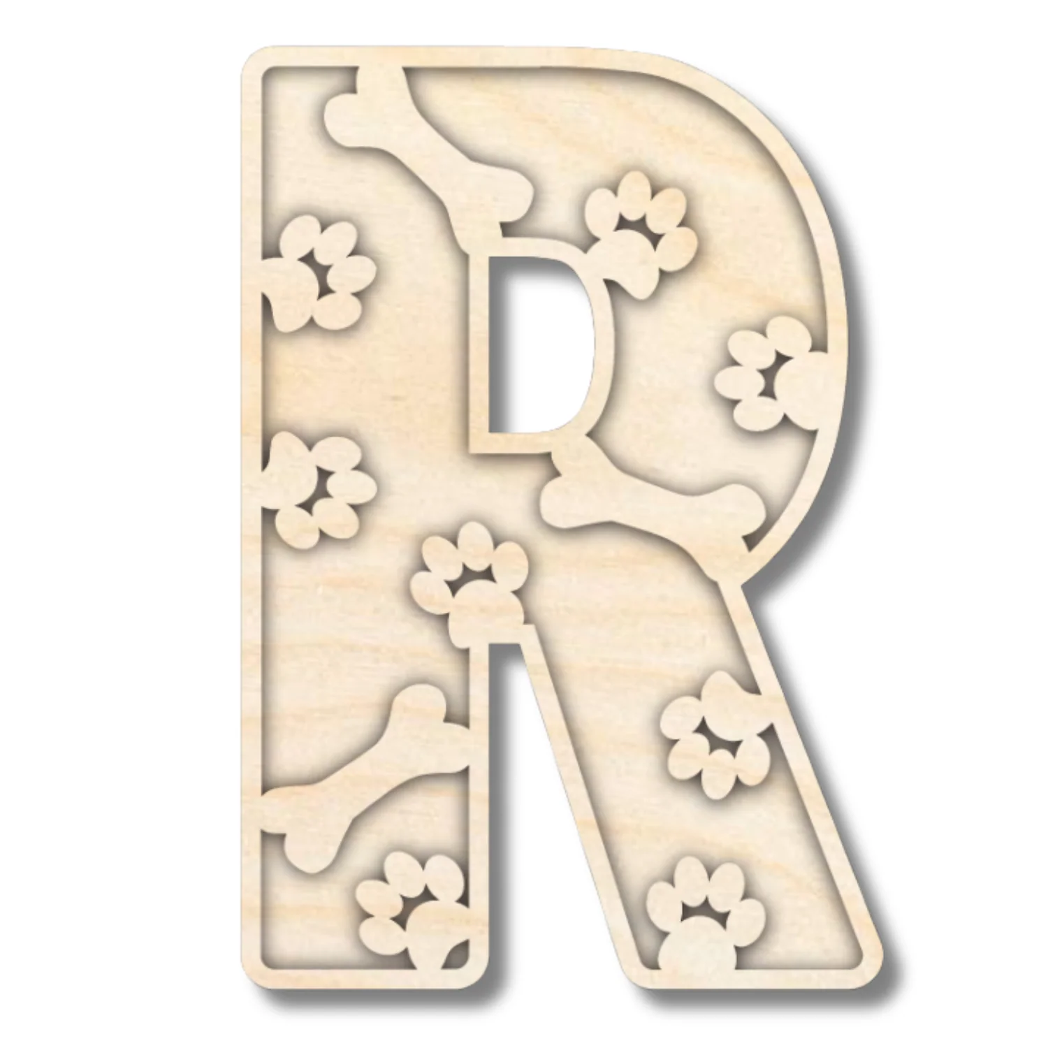 Unfinished Wood Layered Themed Letters | Paw Print | A-Z | 2 Piece | up to 24" - Image 21