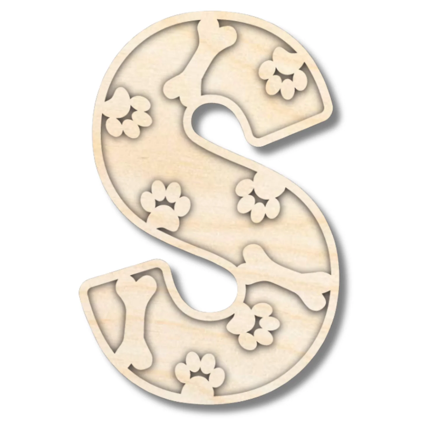 Unfinished Wood Layered Themed Letters | Paw Print | A-Z | 2 Piece | up to 24" - Image 22