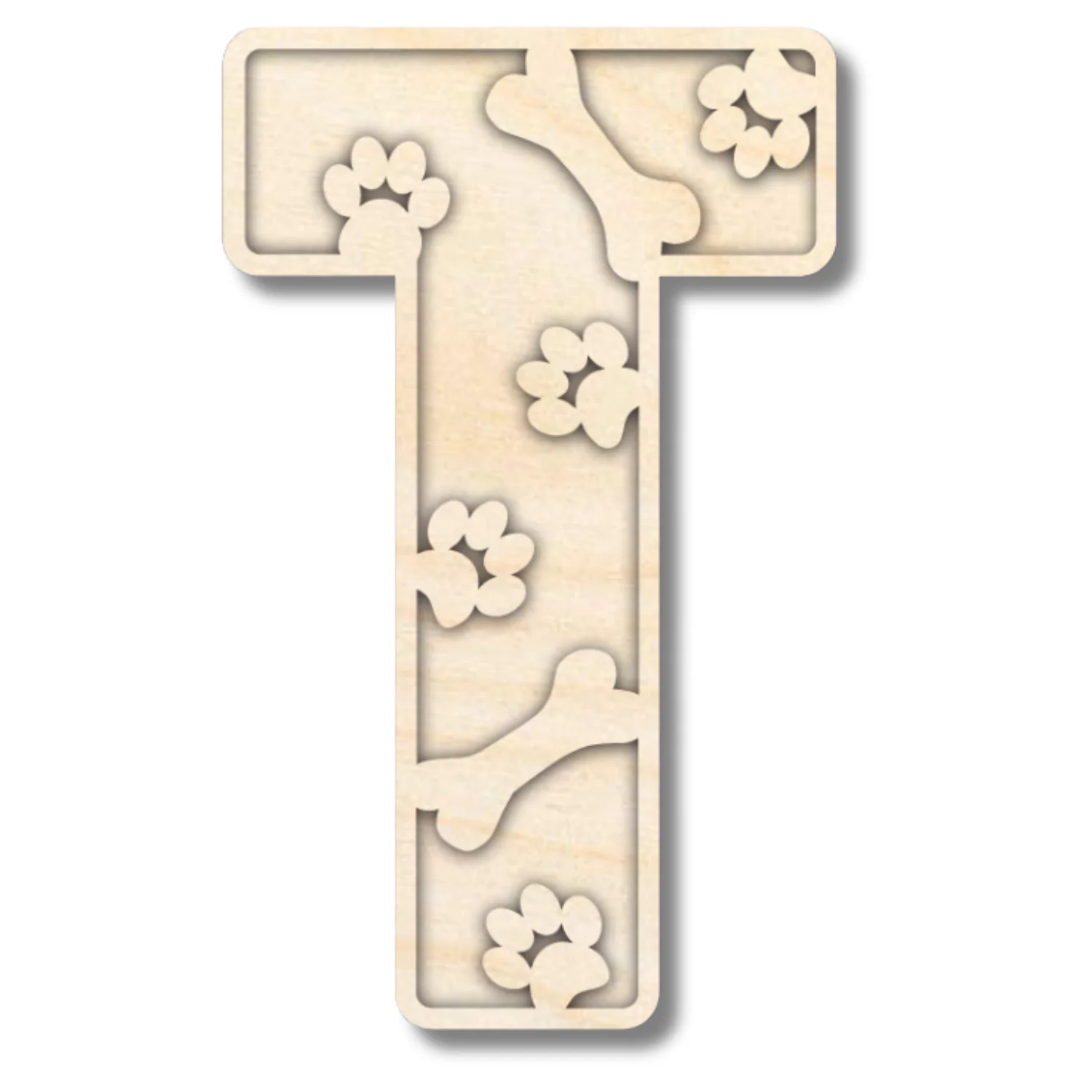 Unfinished Wood Layered Themed Letters | Paw Print | A-Z | 2 Piece | up to 24" - Image 23