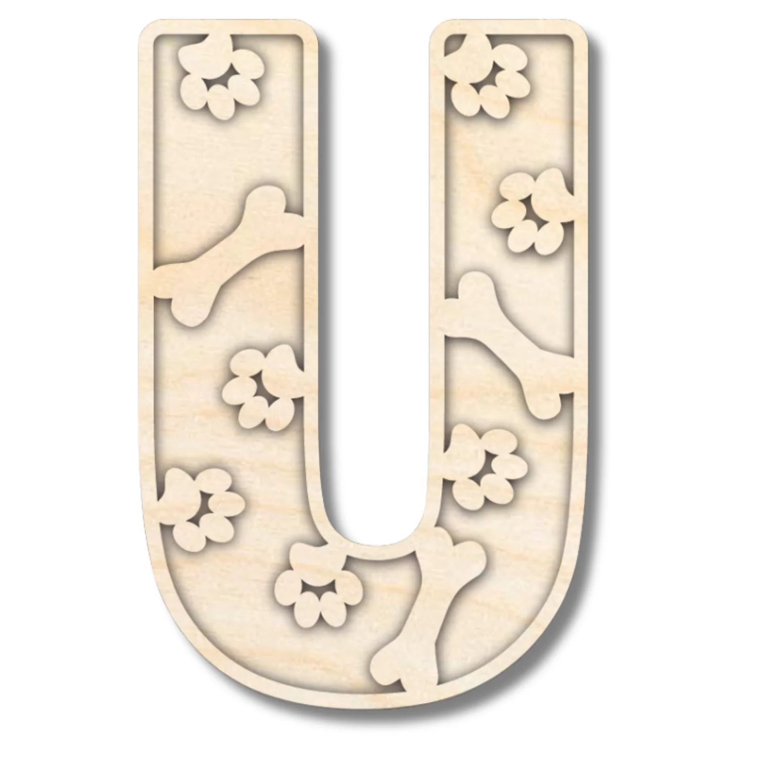 Unfinished Wood Layered Themed Letters | Paw Print | A-Z | 2 Piece | up to 24" - Image 24