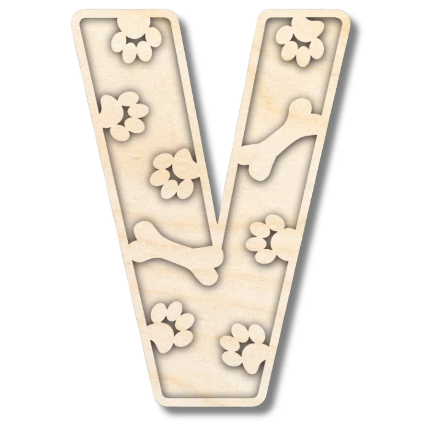 Unfinished Wood Layered Themed Letters | Paw Print | A-Z | 2 Piece | up to 24" - Image 25