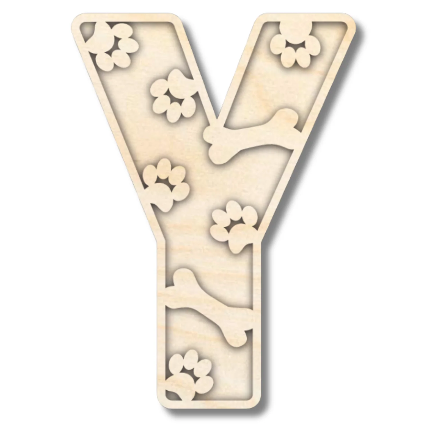 Unfinished Wood Layered Themed Letters | Paw Print | A-Z | 2 Piece | up to 24" - Image 28