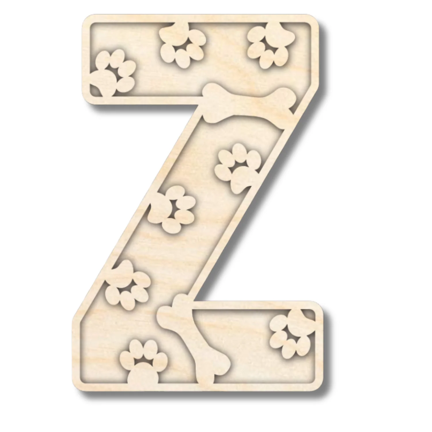 Unfinished Wood Layered Themed Letters | Paw Print | A-Z | 2 Piece | up to 24" - Image 29