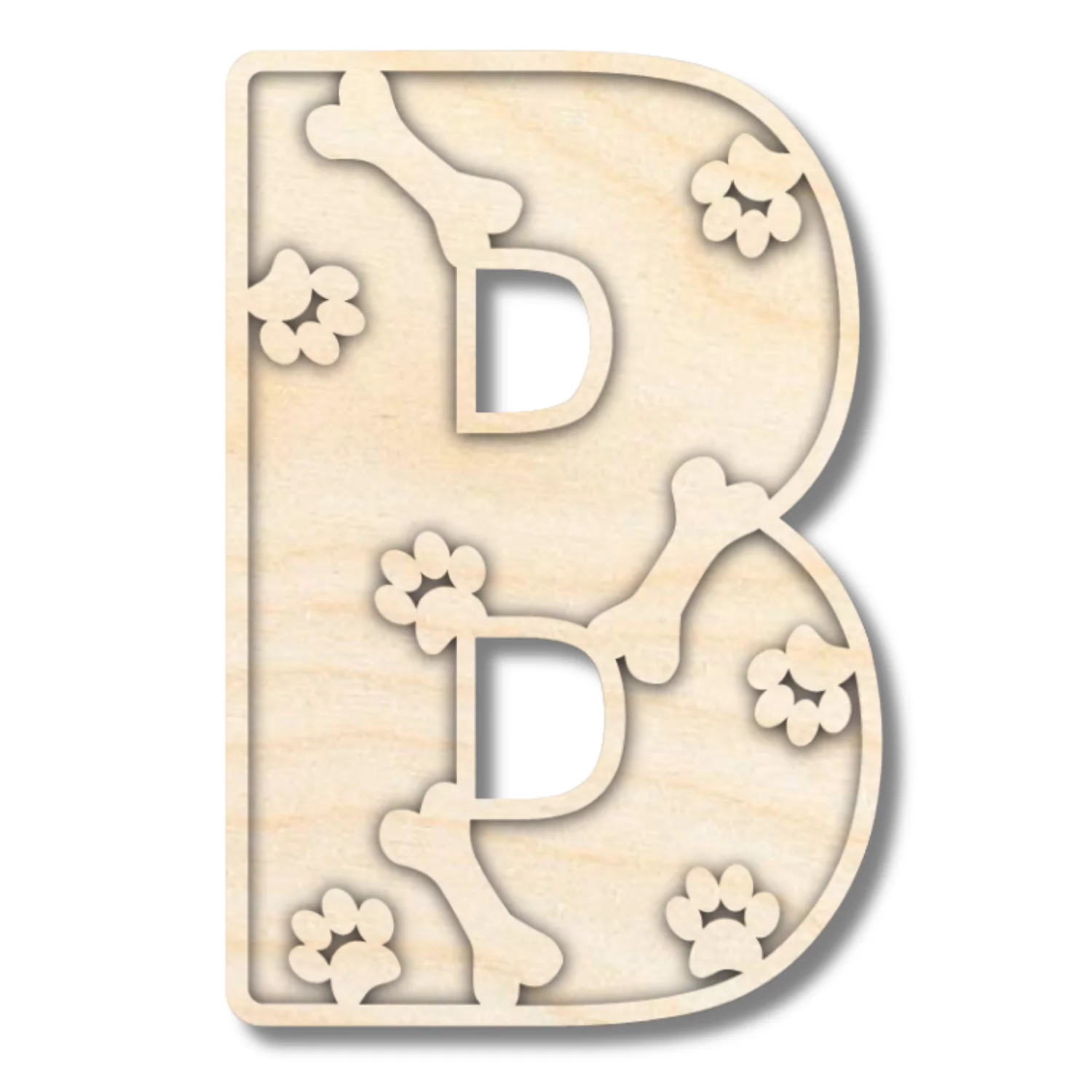 Unfinished Wood Layered Themed Letters | Paw Print | A-Z | 2 Piece | up to 24" - Image 5