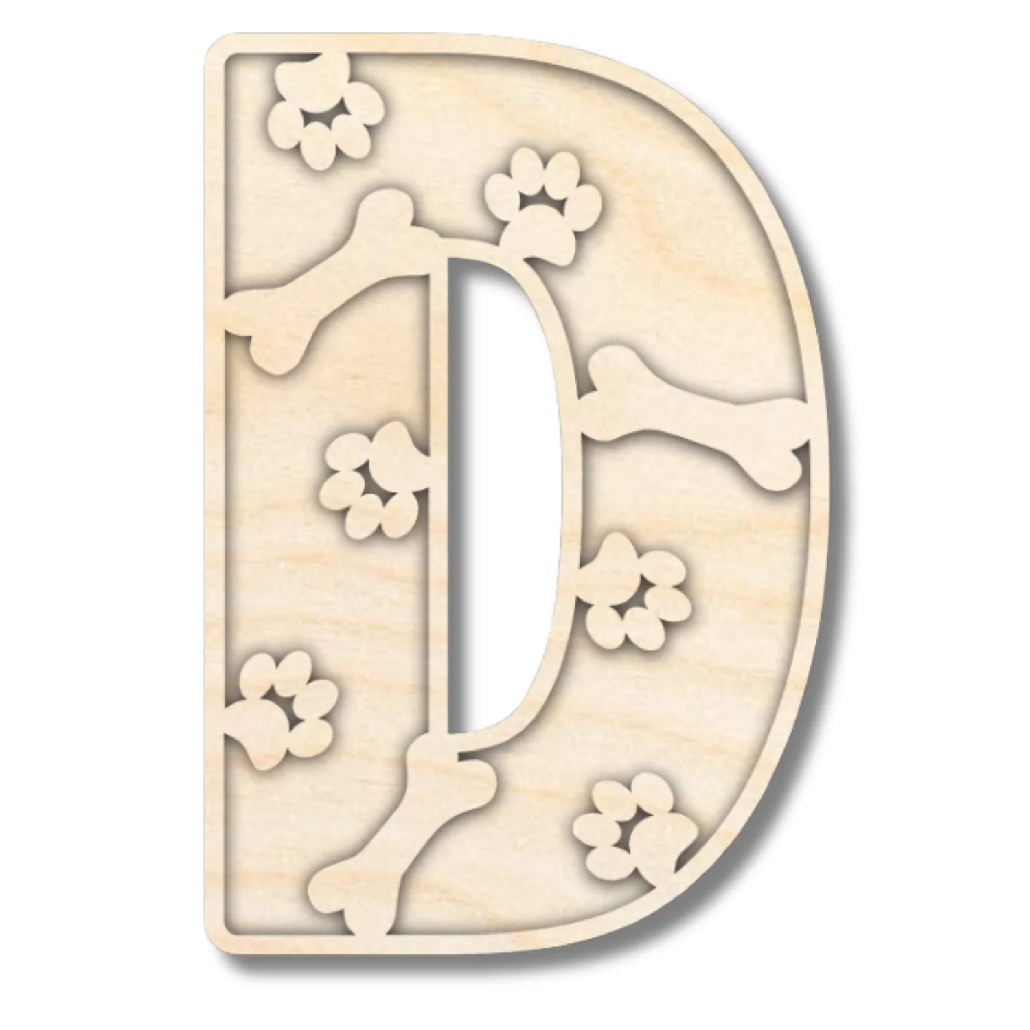 Unfinished Wood Layered Themed Letters | Paw Print | A-Z | 2 Piece | up to 24" - Image 7