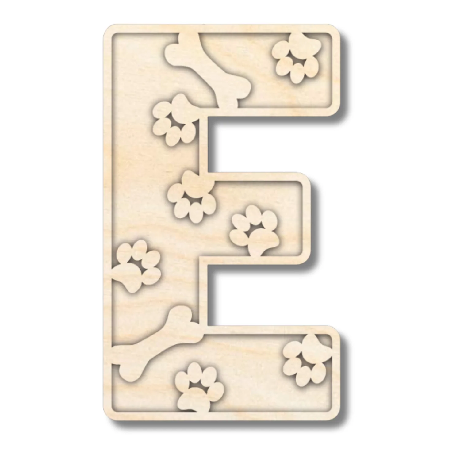 Unfinished Wood Layered Themed Letters | Paw Print | A-Z | 2 Piece | up to 24" - Image 8