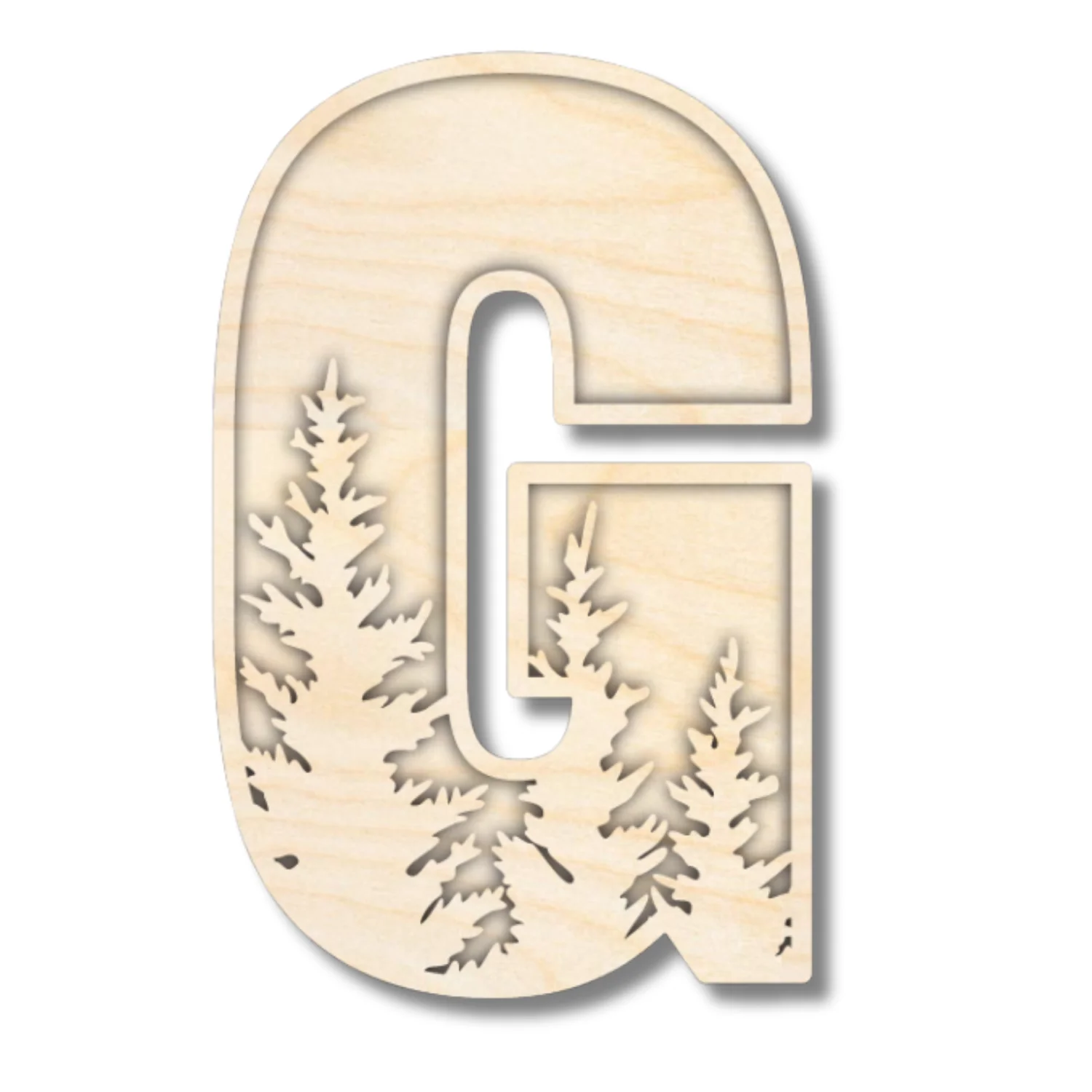 Unfinished Wood Layered Themed Letters | Pine Trees | A-Z | 2 Piece | up to 24" - Image 10