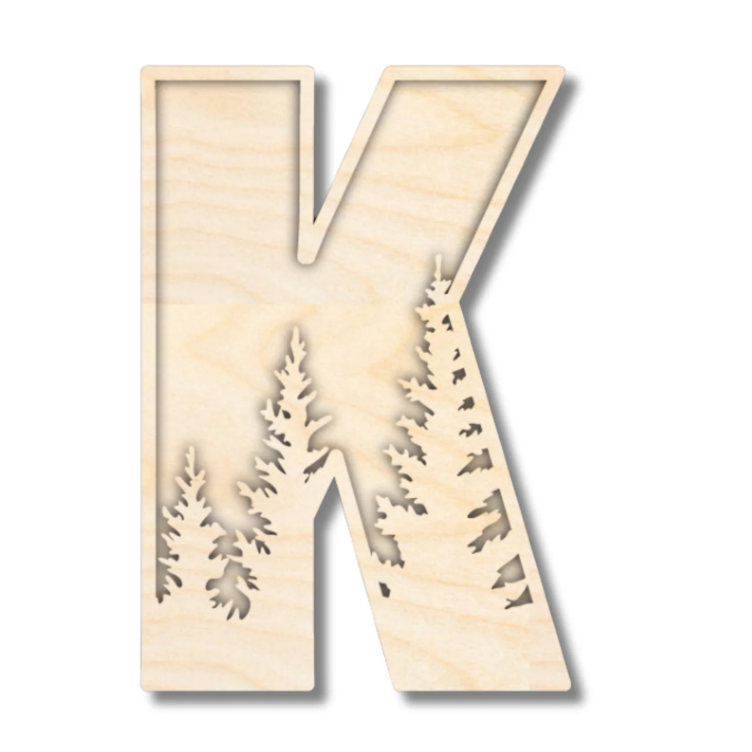 Unfinished Wood Layered Themed Letters | Pine Trees | A-Z | 2 Piece | up to 24" - Image 14