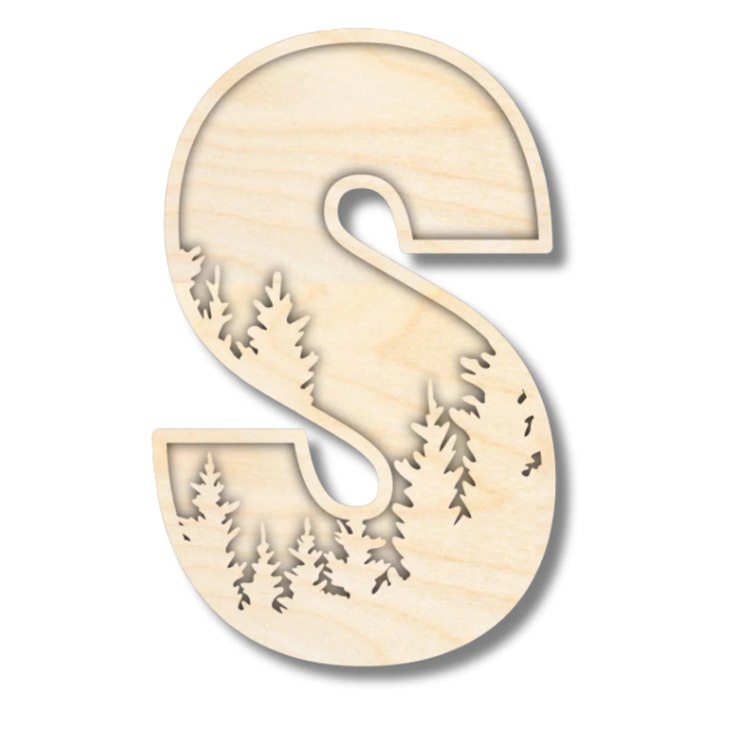 Unfinished Wood Layered Themed Letters | Pine Trees | A-Z | 2 Piece | up to 24" - Image 22