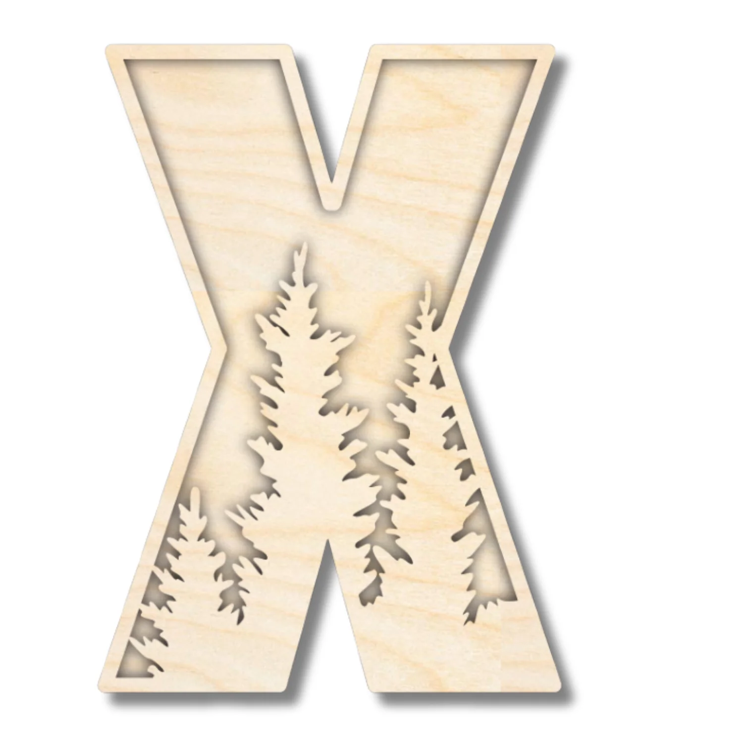 Unfinished Wood Layered Themed Letters | Pine Trees | A-Z | 2 Piece | up to 24" - Image 27