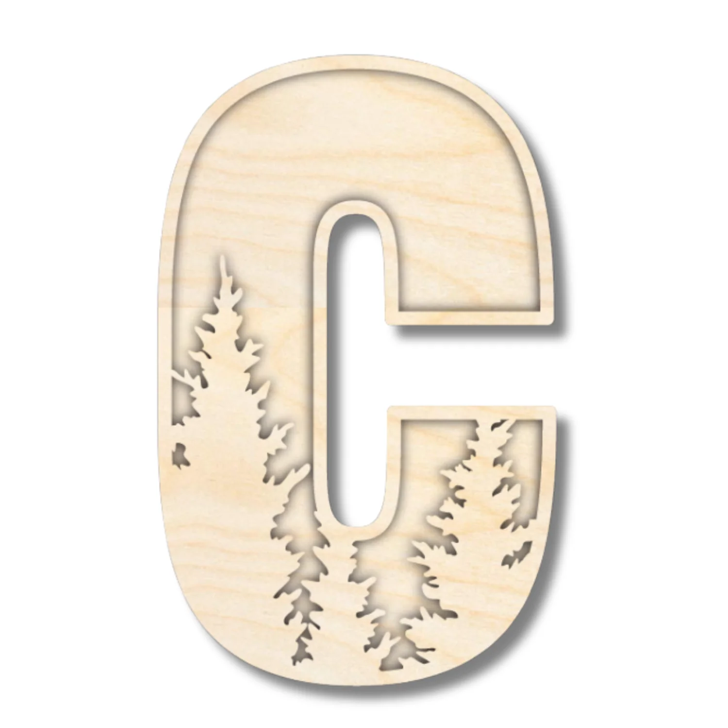 Unfinished Wood Layered Themed Letters | Pine Trees | A-Z | 2 Piece | up to 24" - Image 6