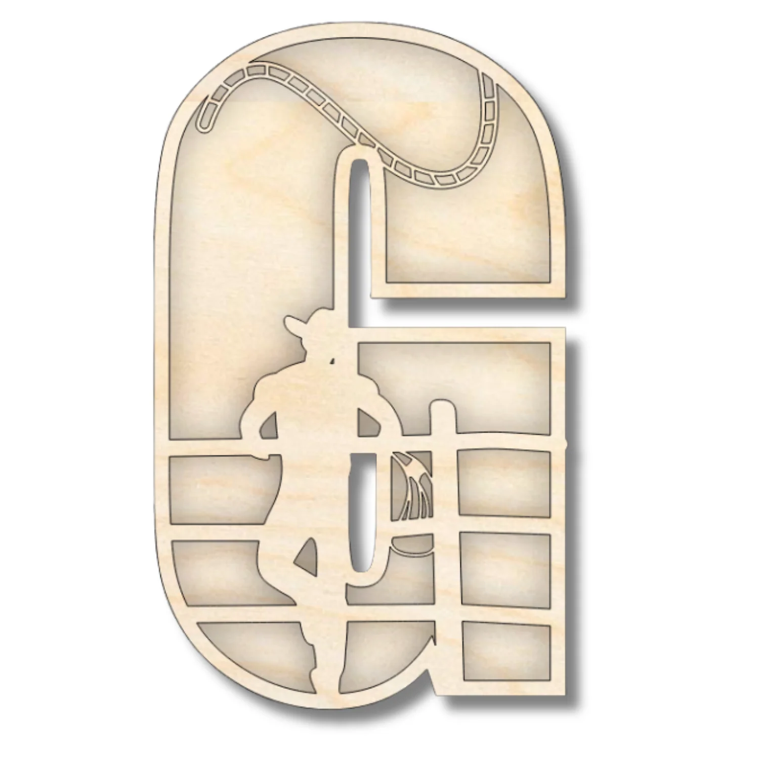 Unfinished Wood Layered Themed Letters | Rodeo | A-Z | 2 Piece | up to 24" - Image 10