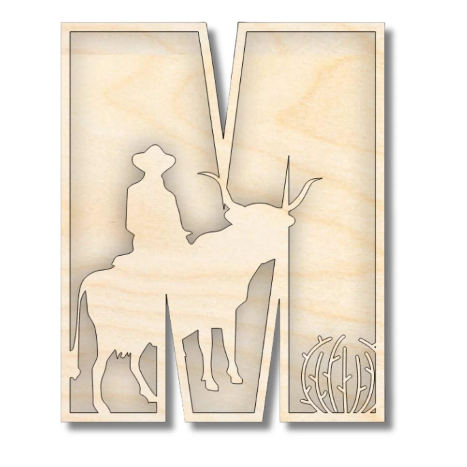 Unfinished Wood Layered Themed Letters | Rodeo | A-Z | 2 Piece | up to 24" - Image 16
