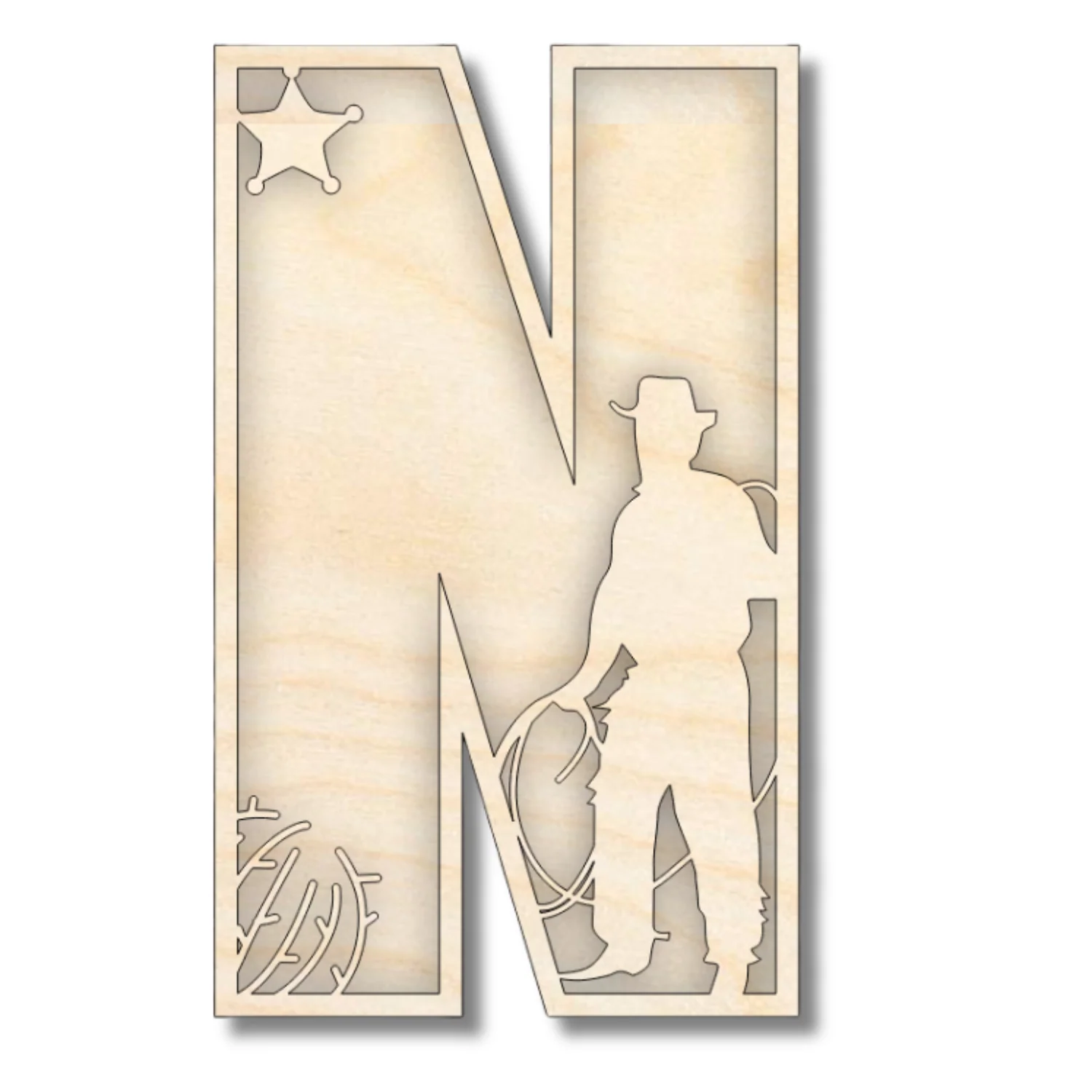 Unfinished Wood Layered Themed Letters | Rodeo | A-Z | 2 Piece | up to 24" - Image 17