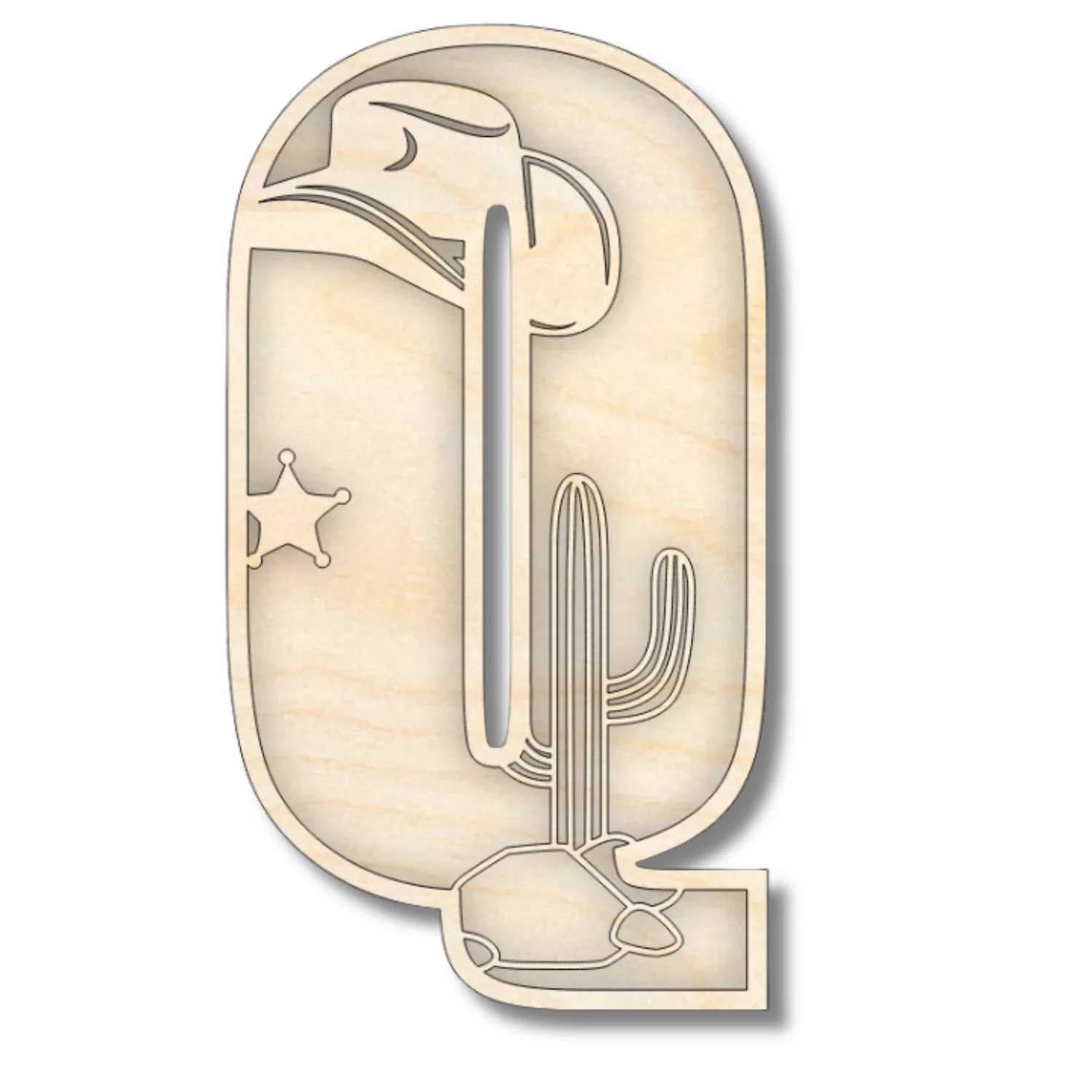 Unfinished Wood Layered Themed Letters | Rodeo | A-Z | 2 Piece | up to 24" - Image 20