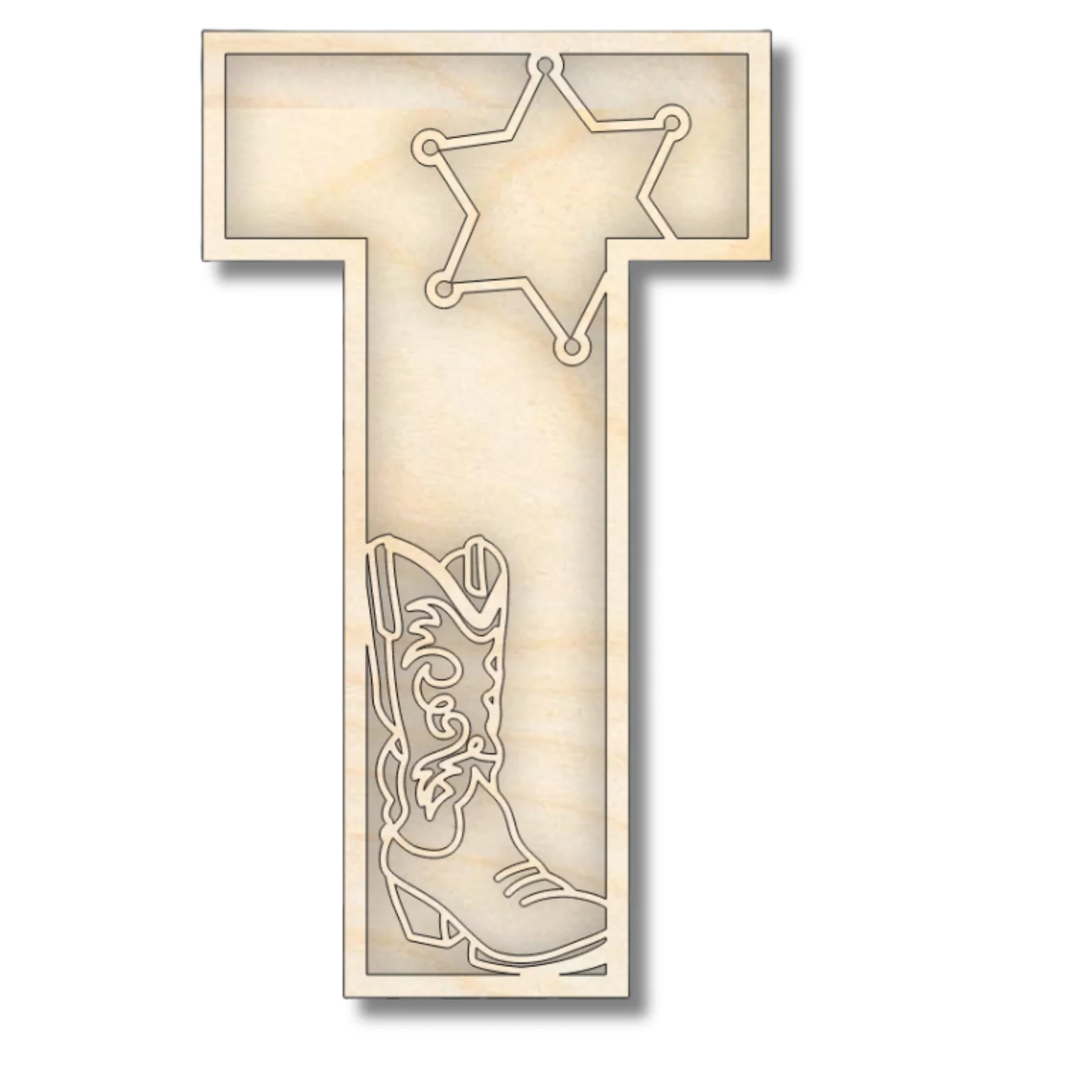 Unfinished Wood Layered Themed Letters | Rodeo | A-Z | 2 Piece | up to 24" - Image 23