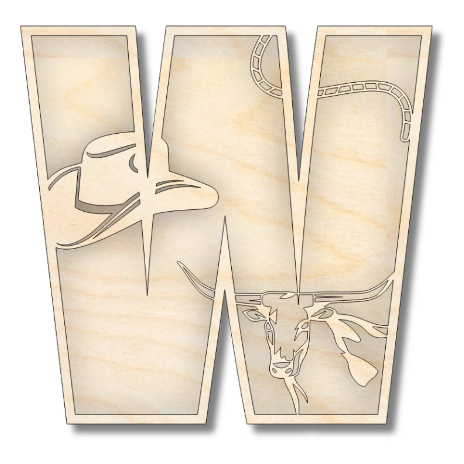 Unfinished Wood Layered Themed Letters | Rodeo | A-Z | 2 Piece | up to 24" - Image 26