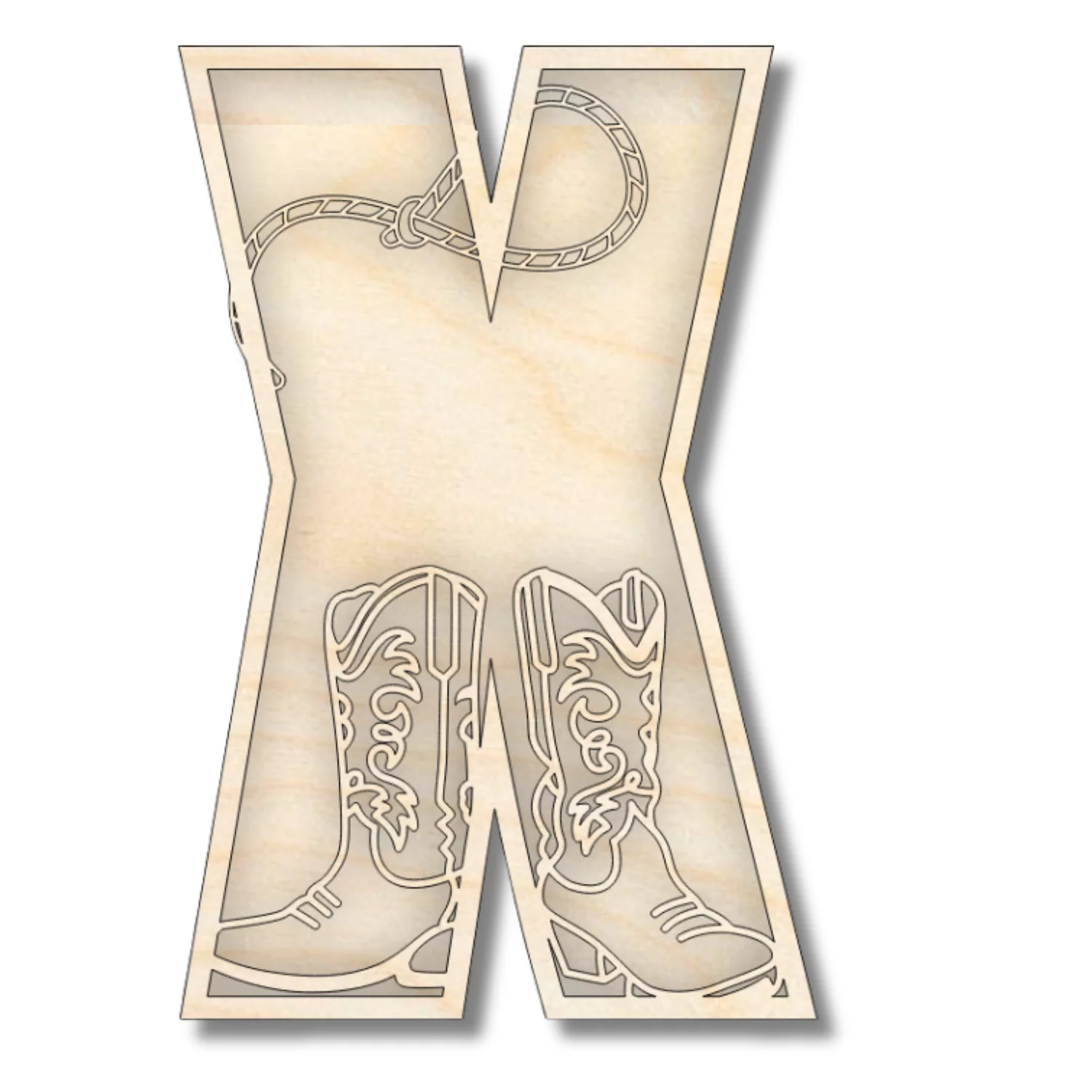 Unfinished Wood Layered Themed Letters | Rodeo | A-Z | 2 Piece | up to 24" - Image 27