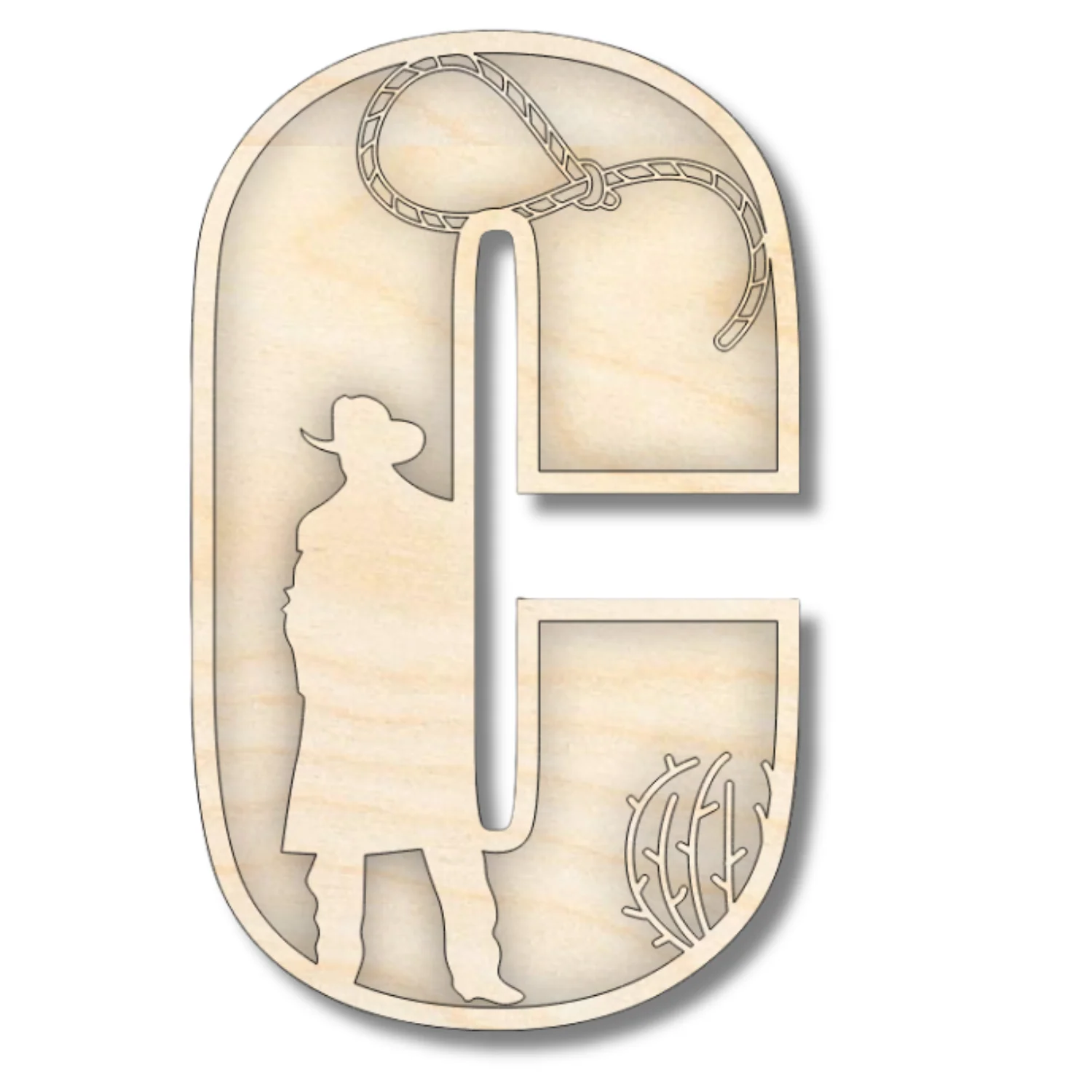 Unfinished Wood Layered Themed Letters | Rodeo | A-Z | 2 Piece | up to 24" - Image 6