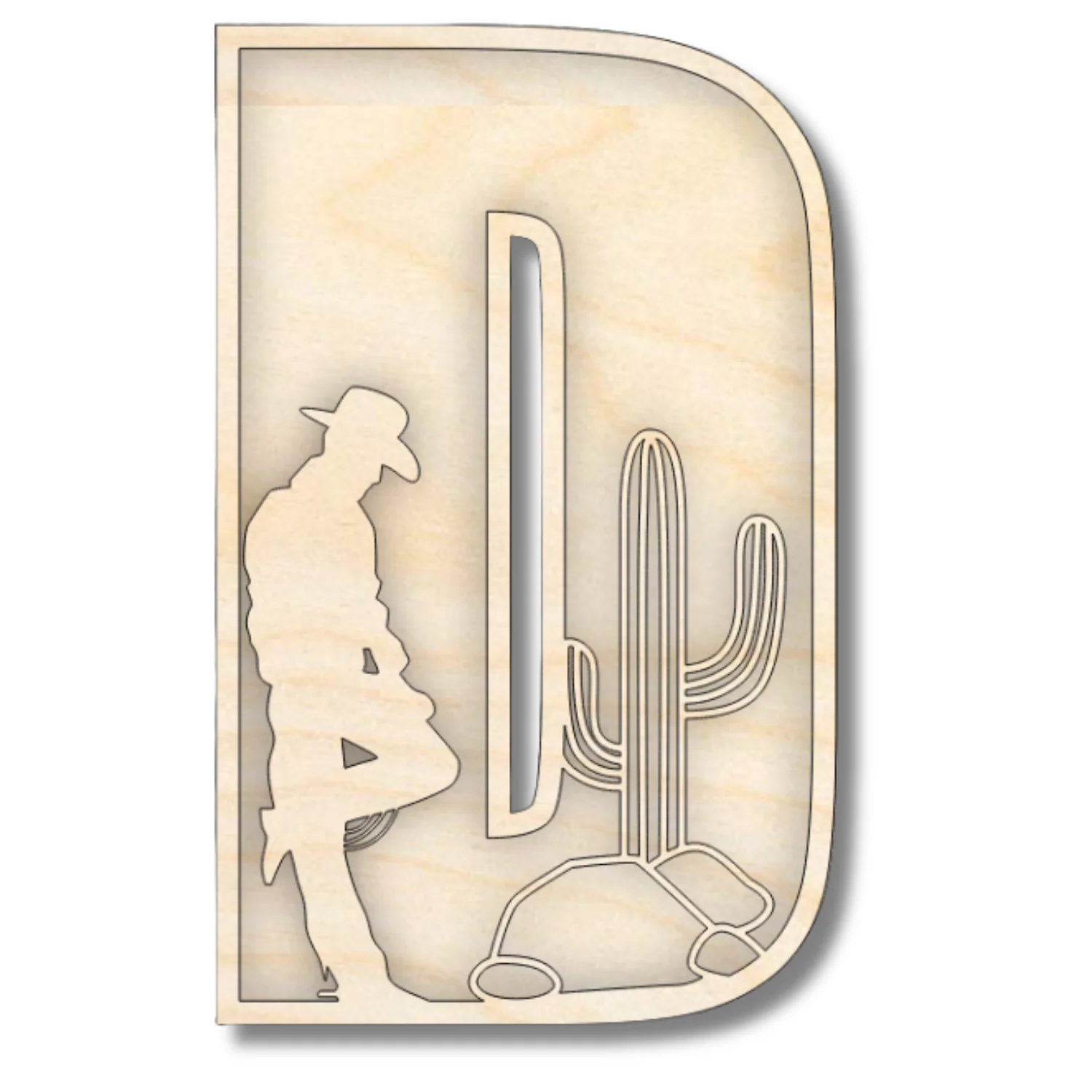 Unfinished Wood Layered Themed Letters | Rodeo | A-Z | 2 Piece | up to 24" - Image 7