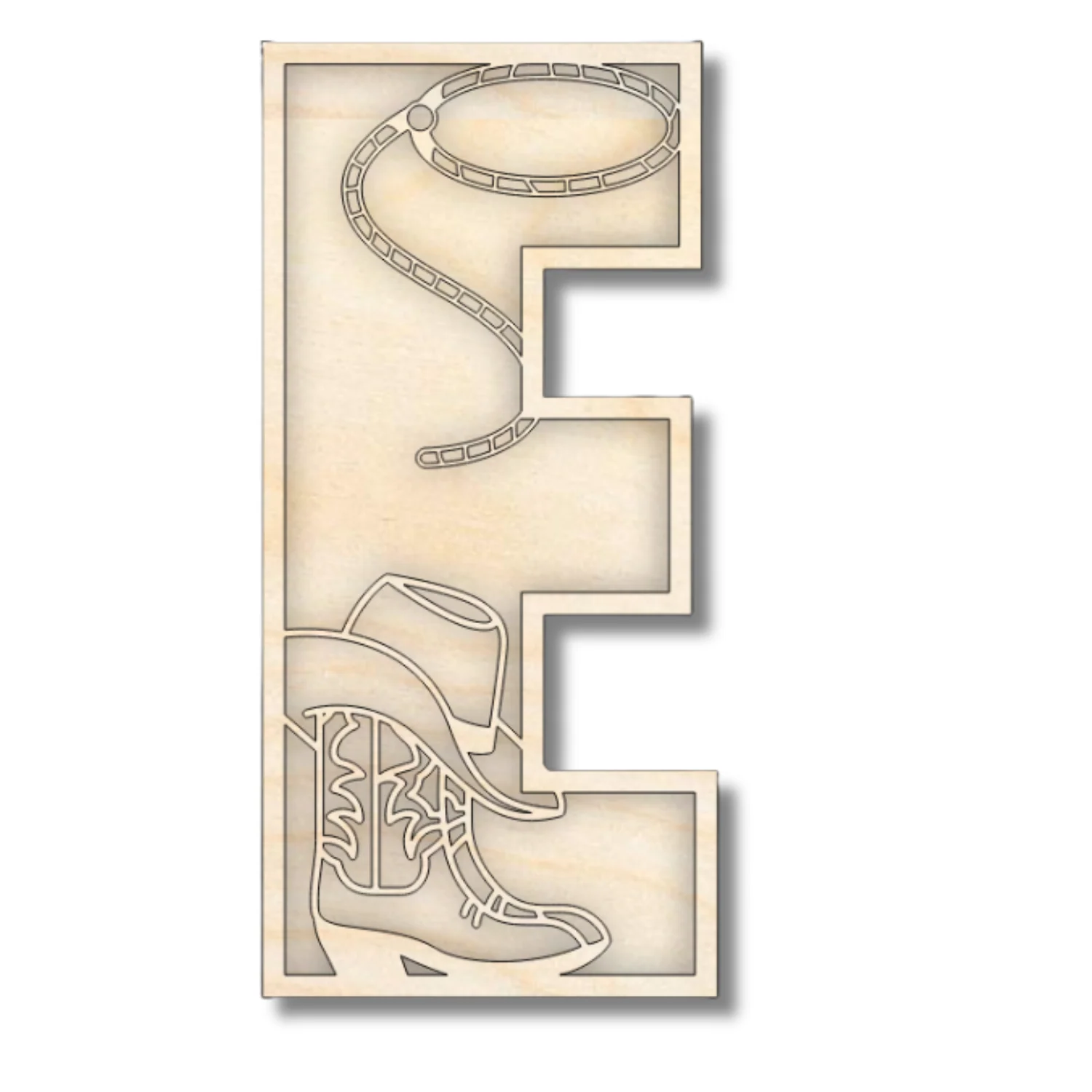 Unfinished Wood Layered Themed Letters | Rodeo | A-Z | 2 Piece | up to 24" - Image 8