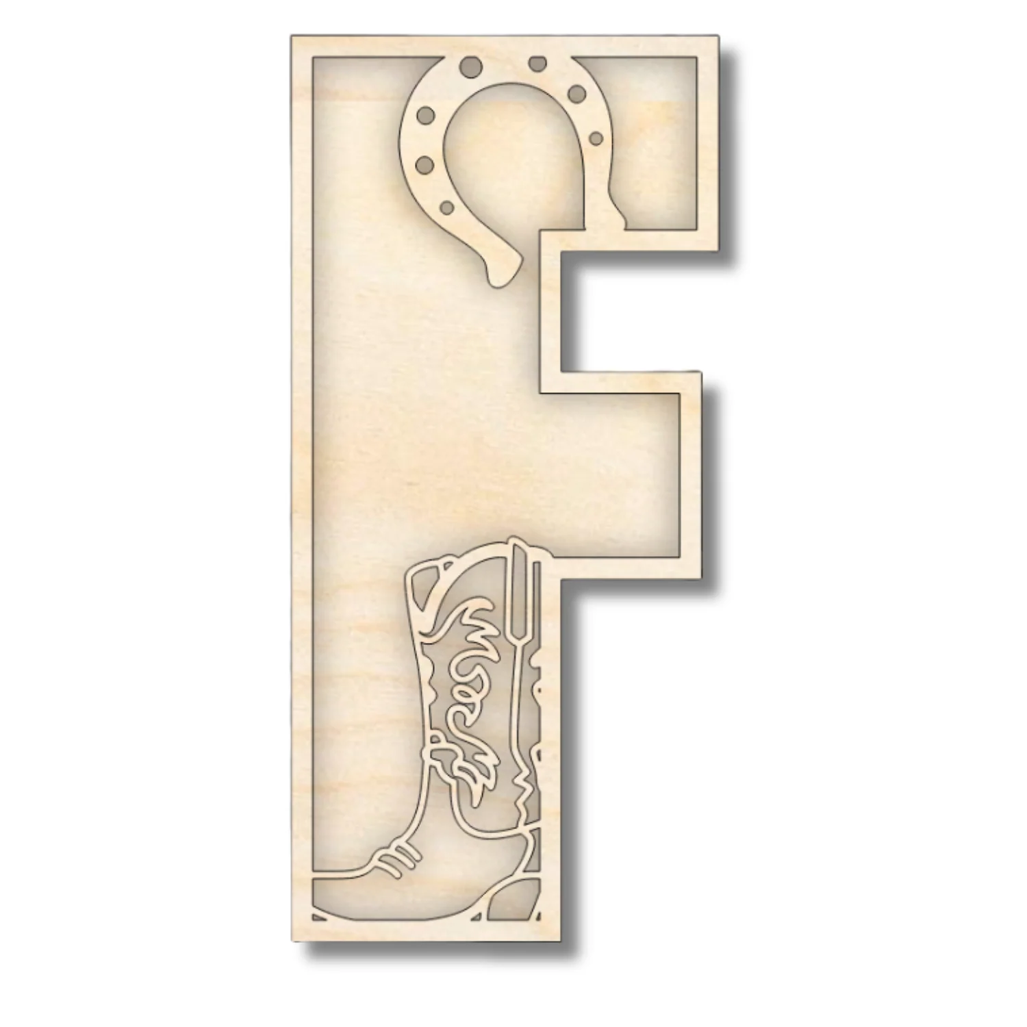 Unfinished Wood Layered Themed Letters | Rodeo | A-Z | 2 Piece | up to 24" - Image 9