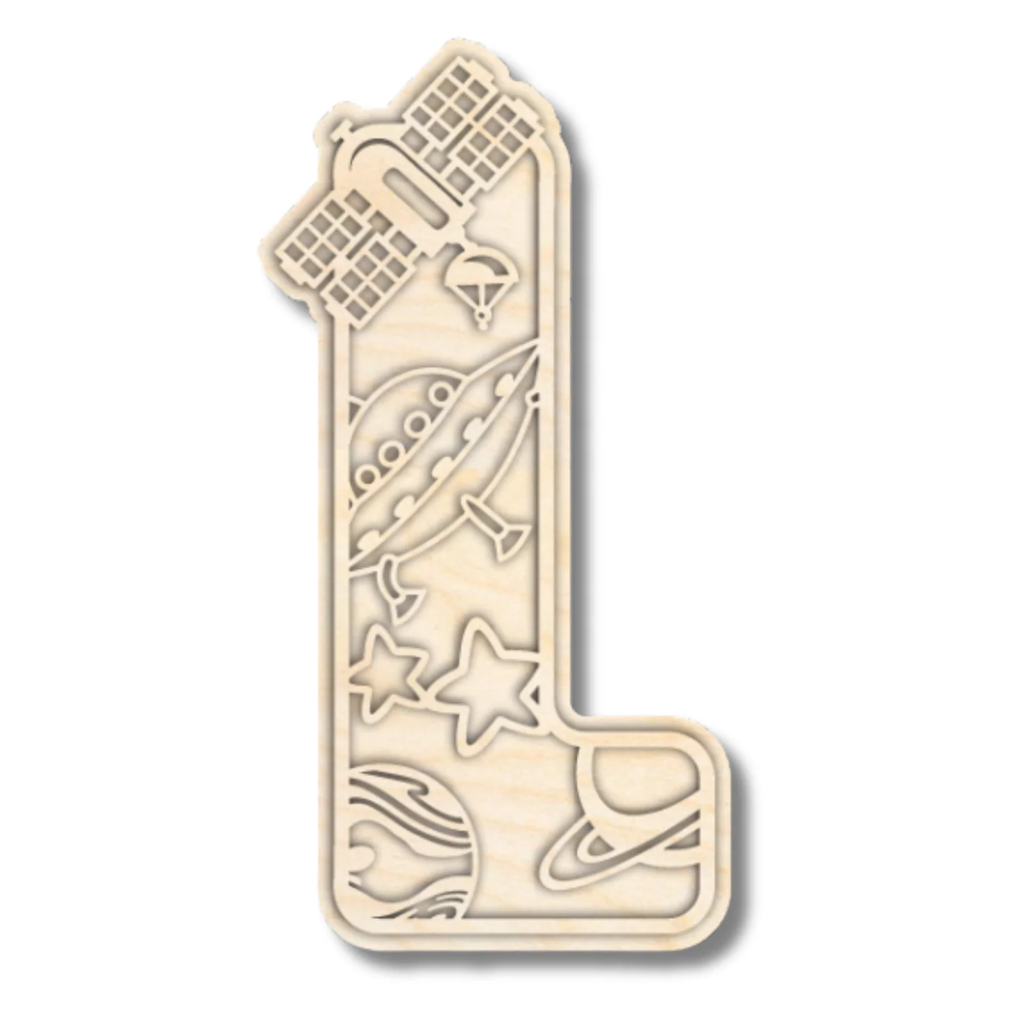 Unfinished Wood Layered Themed Letters | Space | A-Z | 2 Piece | up to 24" - Image 15