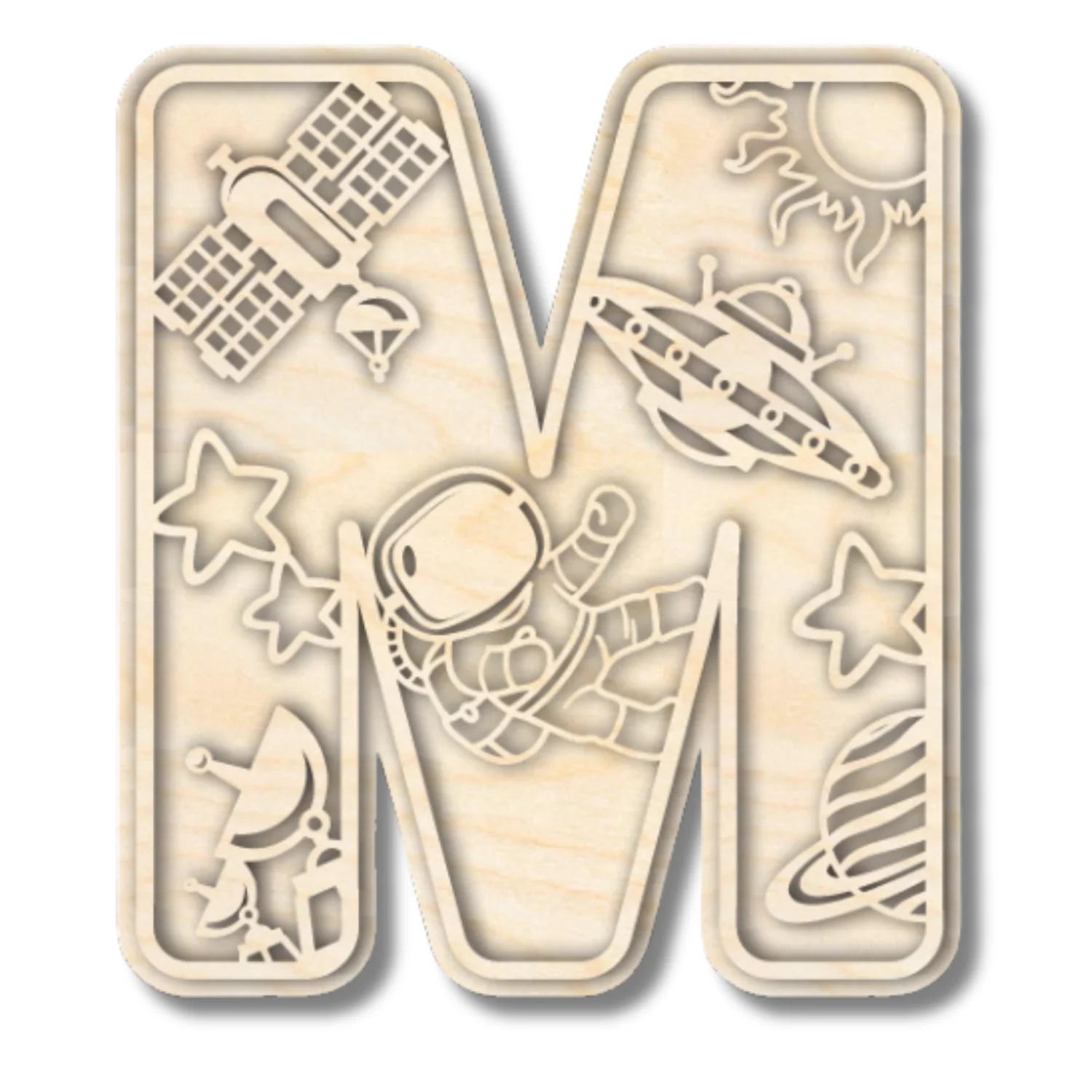 Unfinished Wood Layered Themed Letters | Space | A-Z | 2 Piece | up to 24" - Image 16