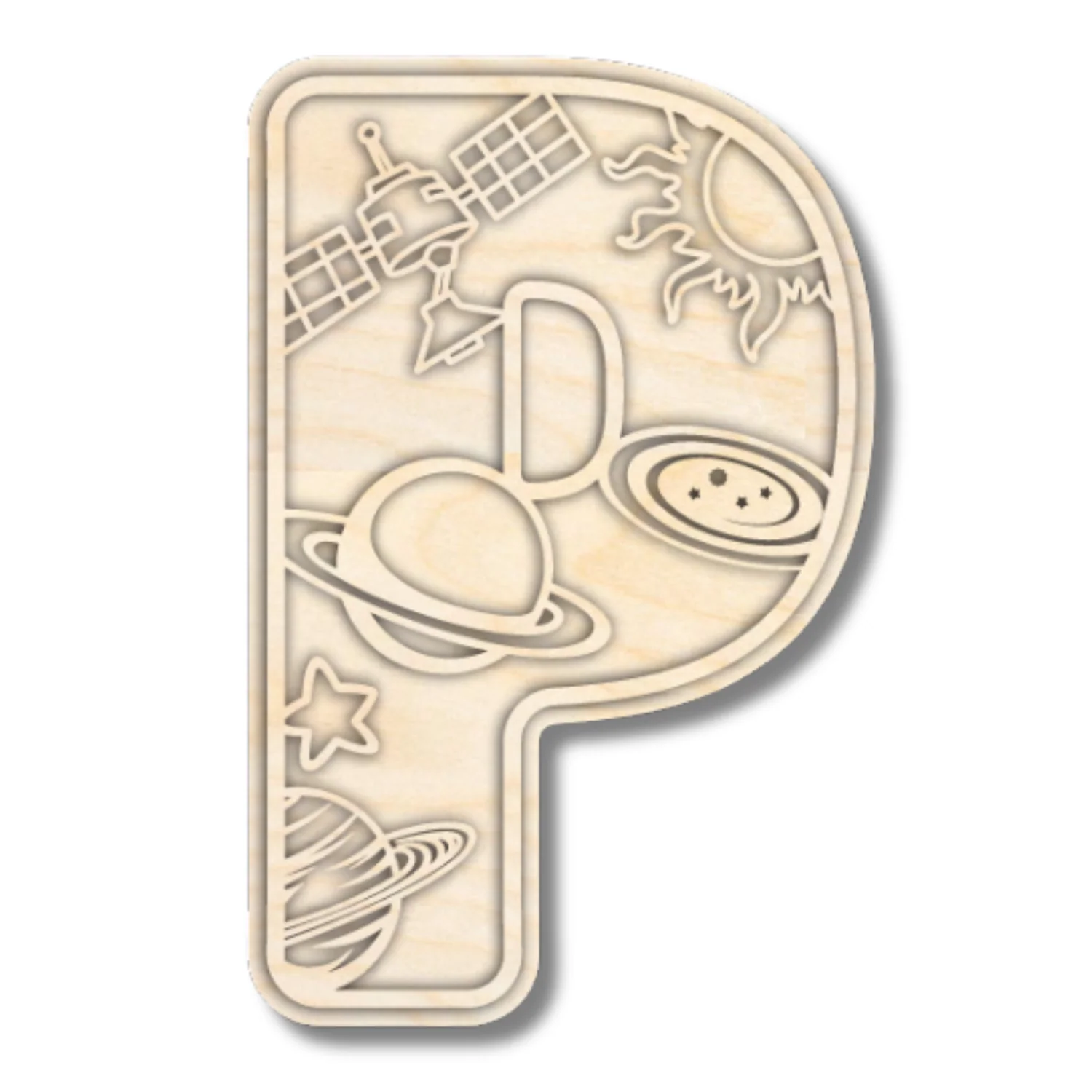 Unfinished Wood Layered Themed Letters | Space | A-Z | 2 Piece | up to 24" - Image 19