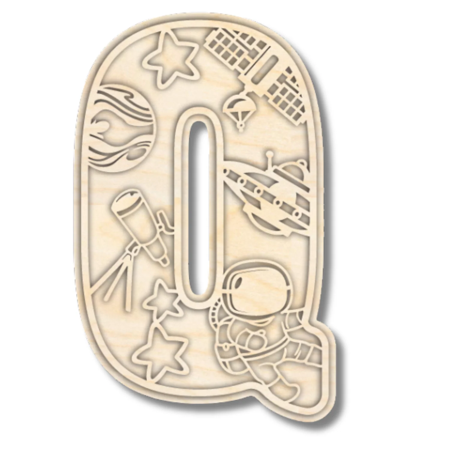 Unfinished Wood Layered Themed Letters | Space | A-Z | 2 Piece | up to 24" - Image 20