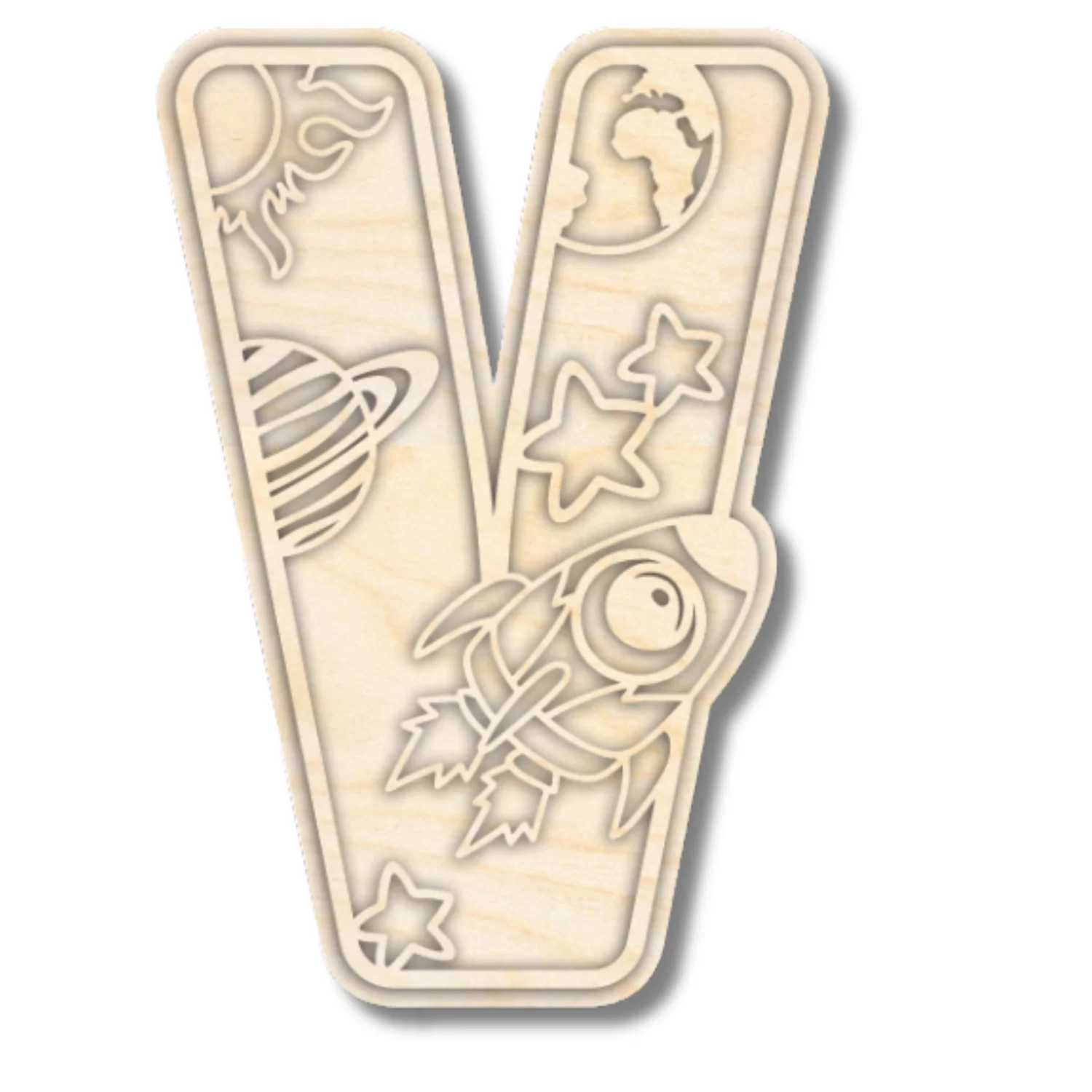 Unfinished Wood Layered Themed Letters | Space | A-Z | 2 Piece | up to 24" - Image 25