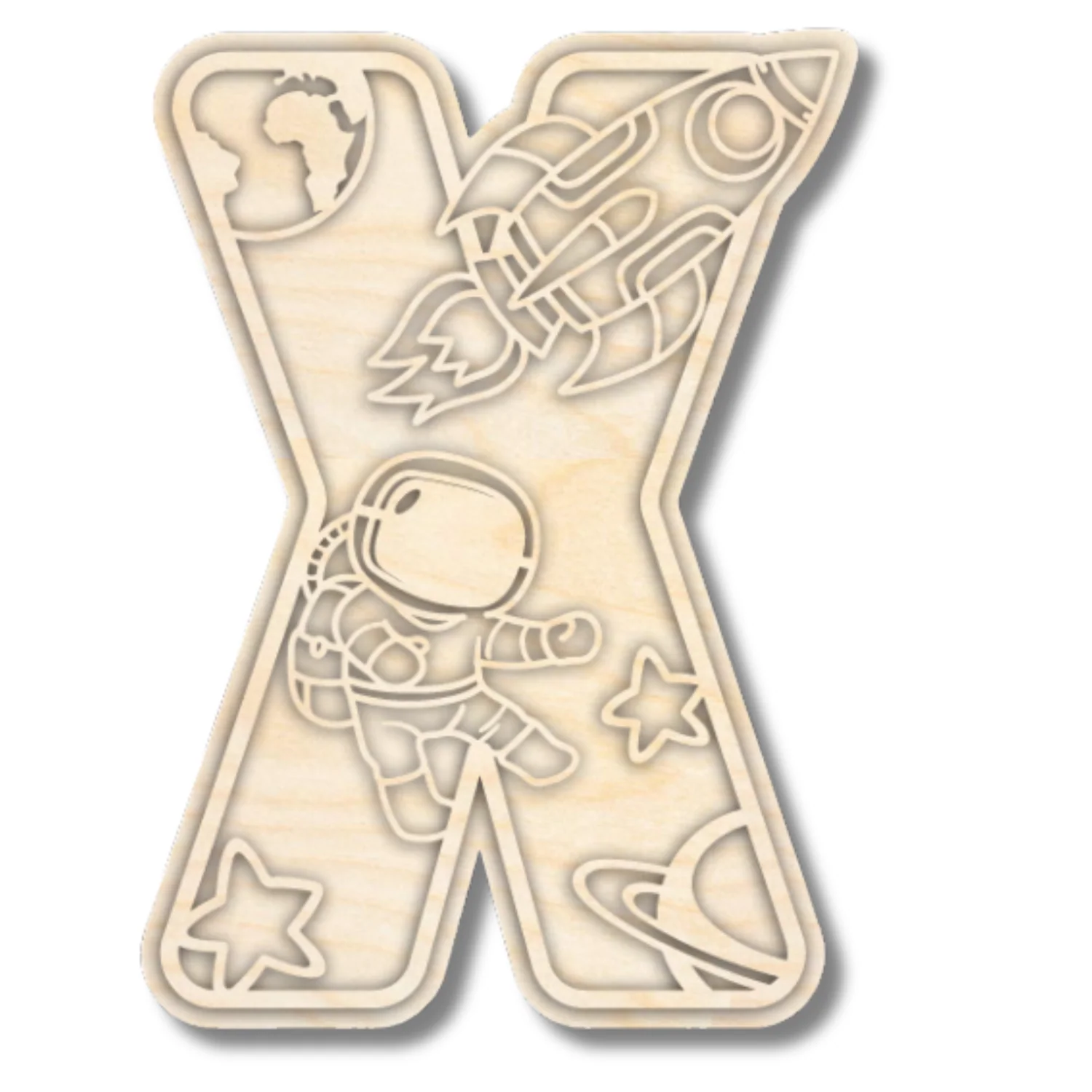 Unfinished Wood Layered Themed Letters | Space | A-Z | 2 Piece | up to 24" - Image 27