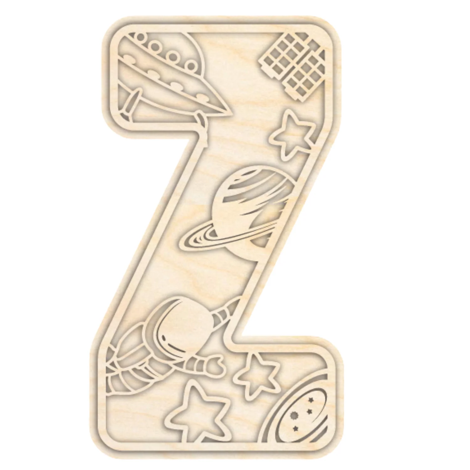 Unfinished Wood Layered Themed Letters | Space | A-Z | 2 Piece | up to 24" - Image 29