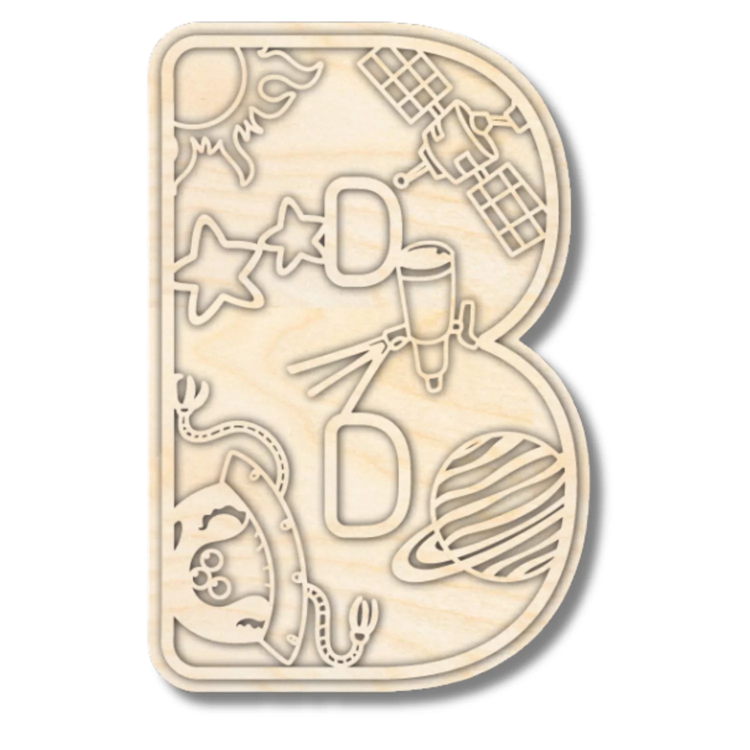 Unfinished Wood Layered Themed Letters | Space | A-Z | 2 Piece | up to 24" - Image 5