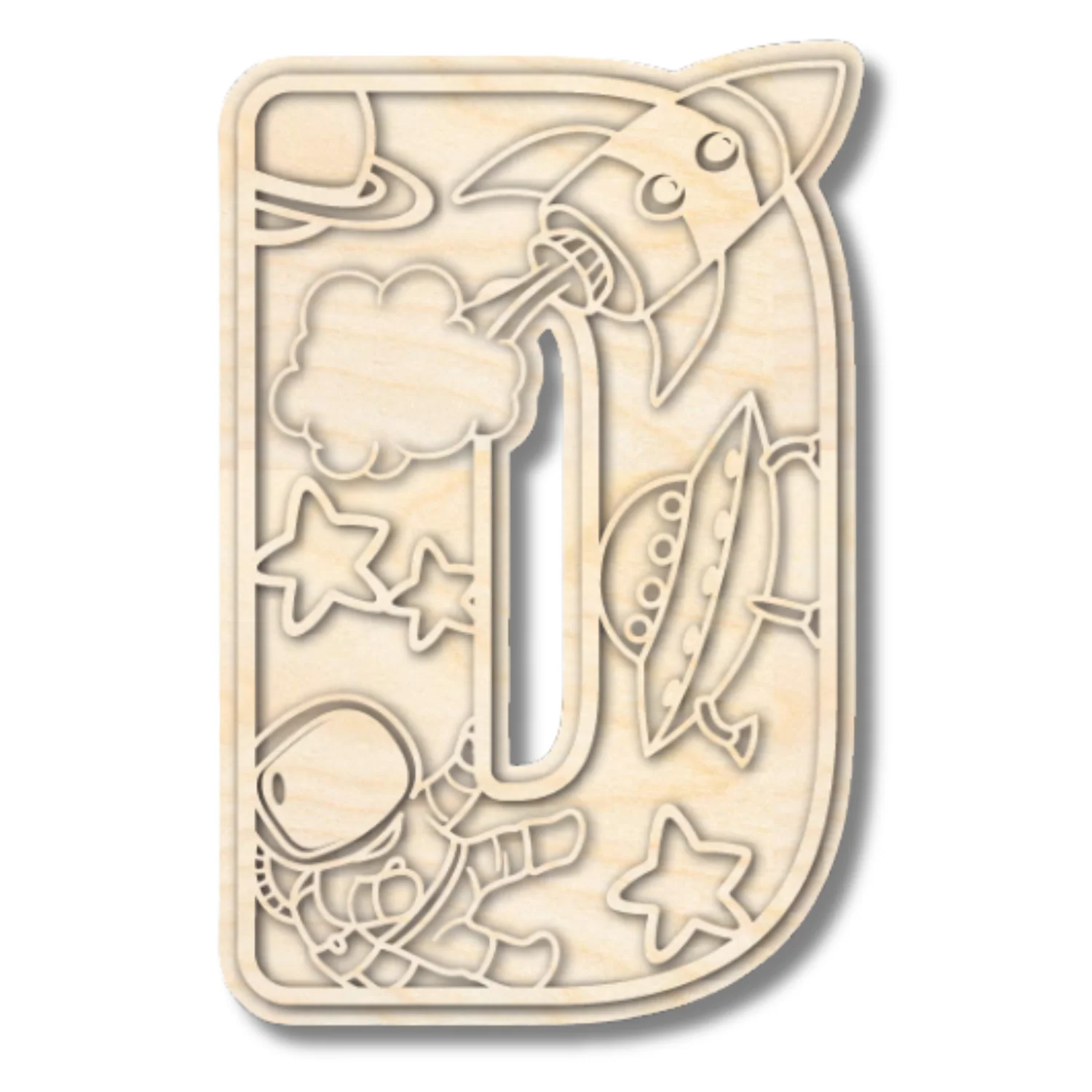 Unfinished Wood Layered Themed Letters | Space | A-Z | 2 Piece | up to 24" - Image 7