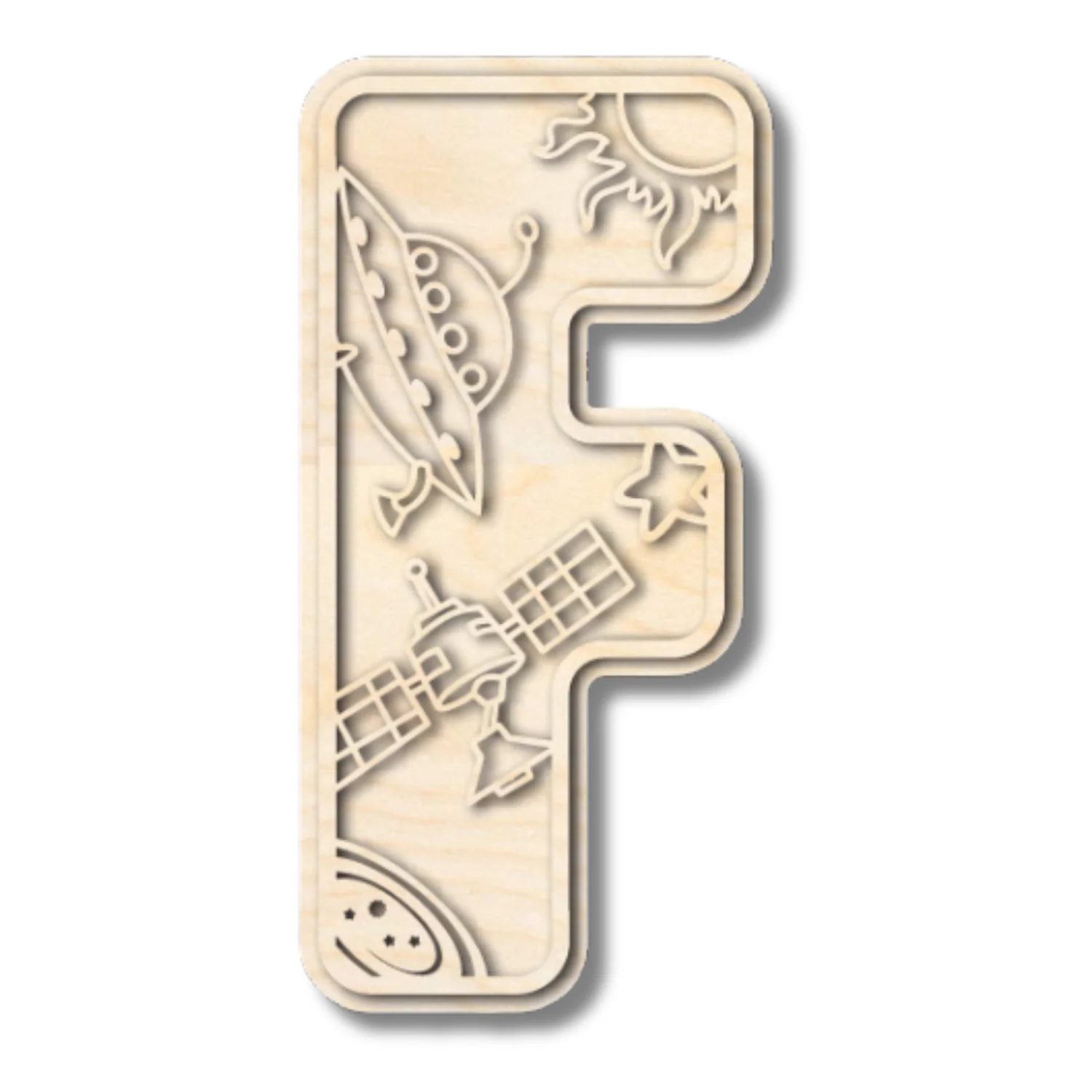 Unfinished Wood Layered Themed Letters | Space | A-Z | 2 Piece | up to 24" - Image 9