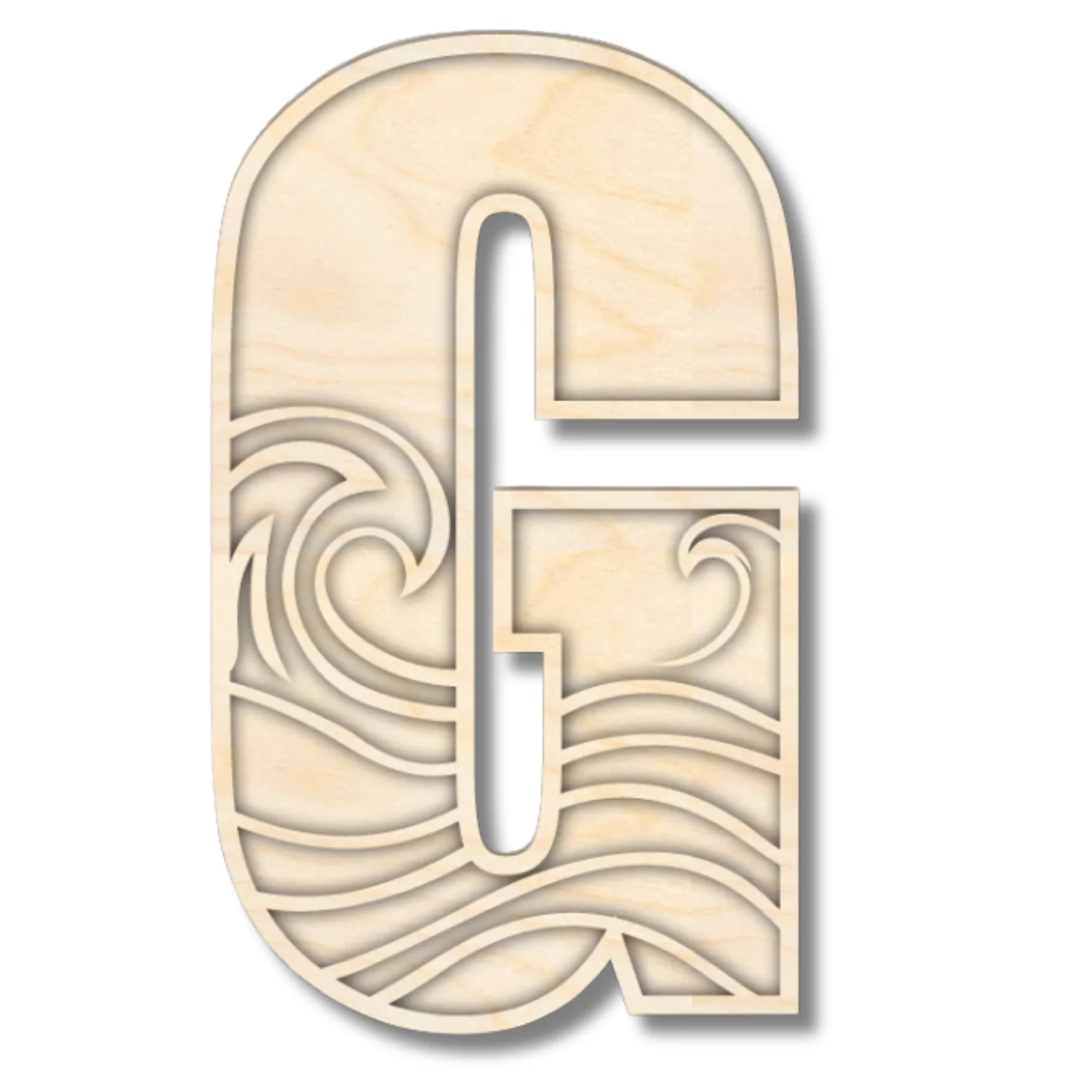 Unfinished Wood Layered Themed Letters | Wave | A-Z | 2 Piece | up to 24" - Image 10