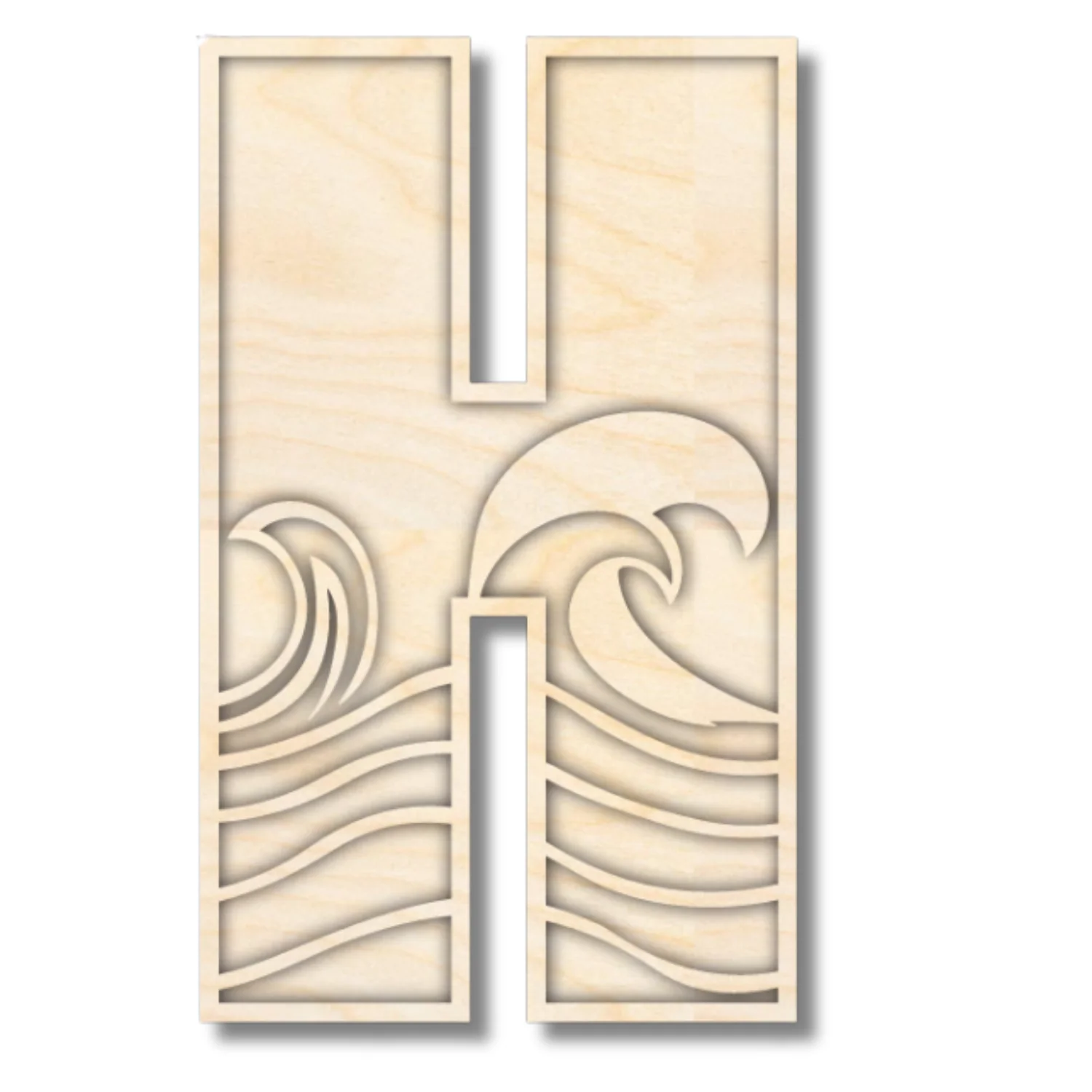 Unfinished Wood Layered Themed Letters | Wave | A-Z | 2 Piece | up to 24" - Image 11