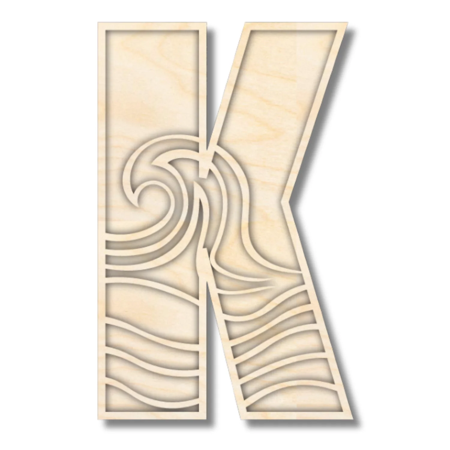 Unfinished Wood Layered Themed Letters | Wave | A-Z | 2 Piece | up to 24" - Image 12