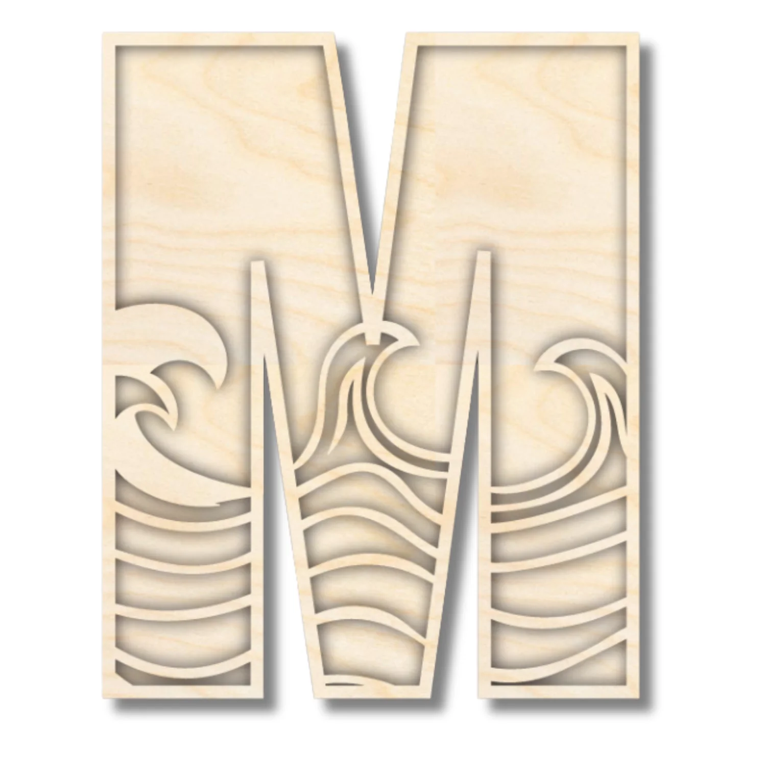 Unfinished Wood Layered Themed Letters | Wave | A-Z | 2 Piece | up to 24" - Image 16