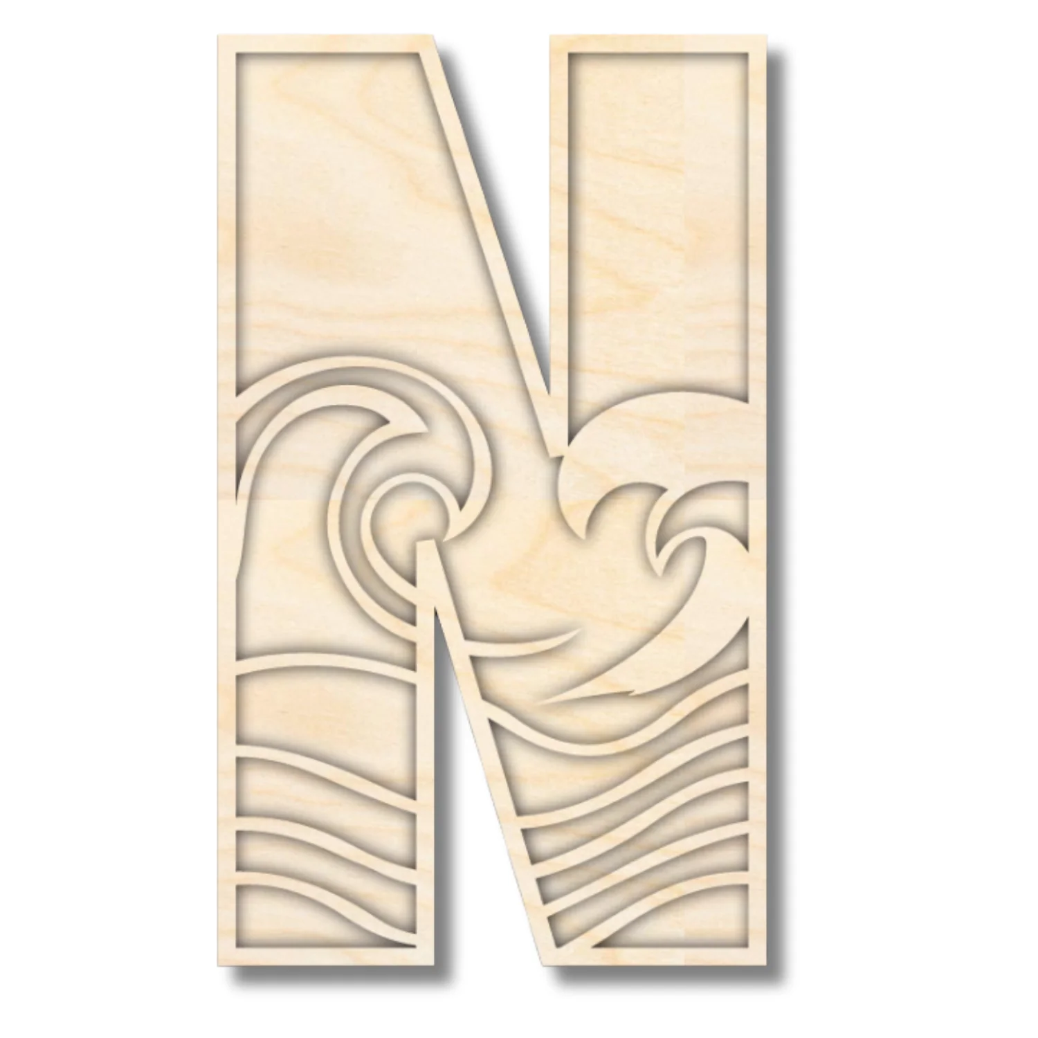 Unfinished Wood Layered Themed Letters | Wave | A-Z | 2 Piece | up to 24" - Image 17